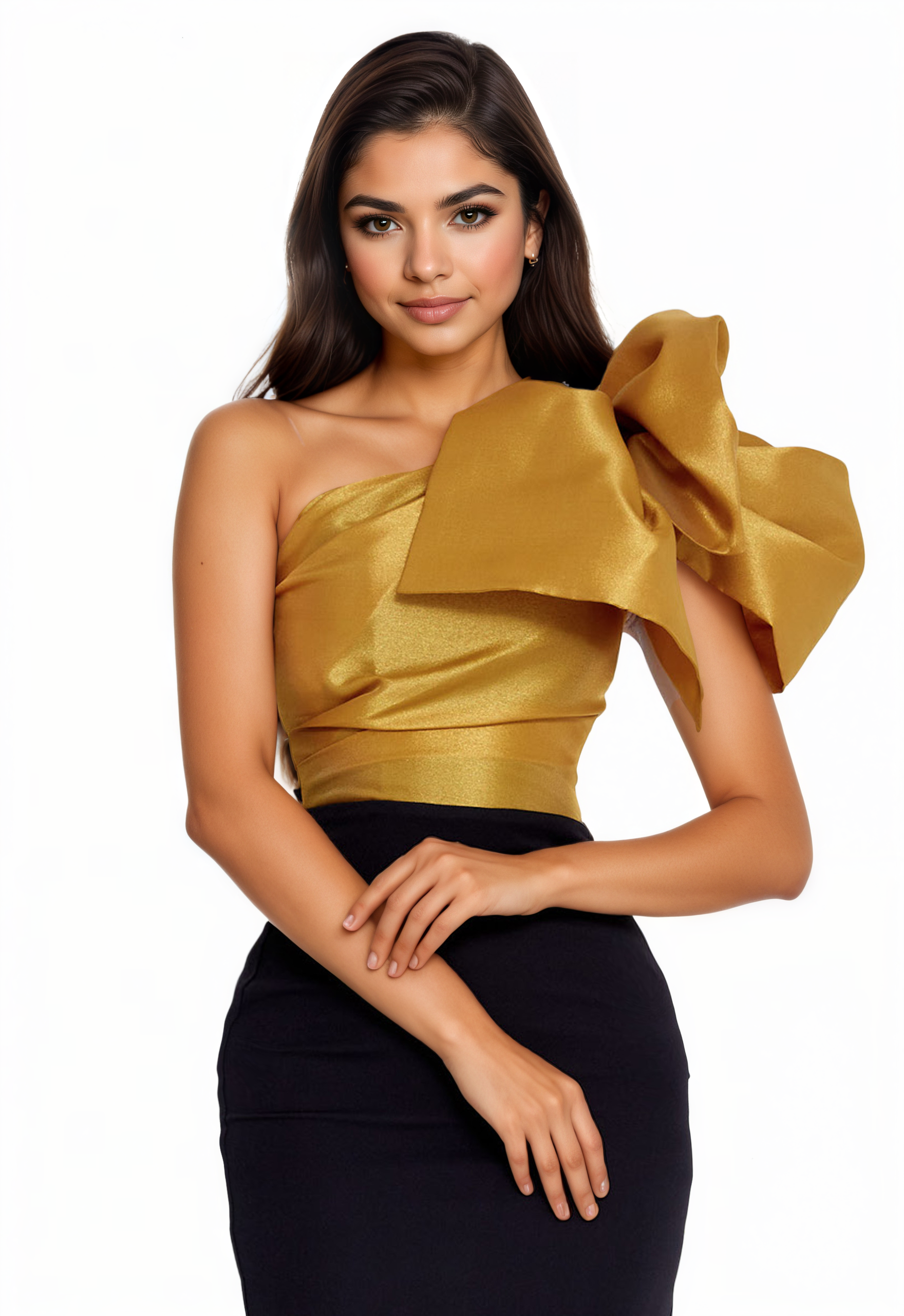 One Shoulder Maxi Crepe Column Dress