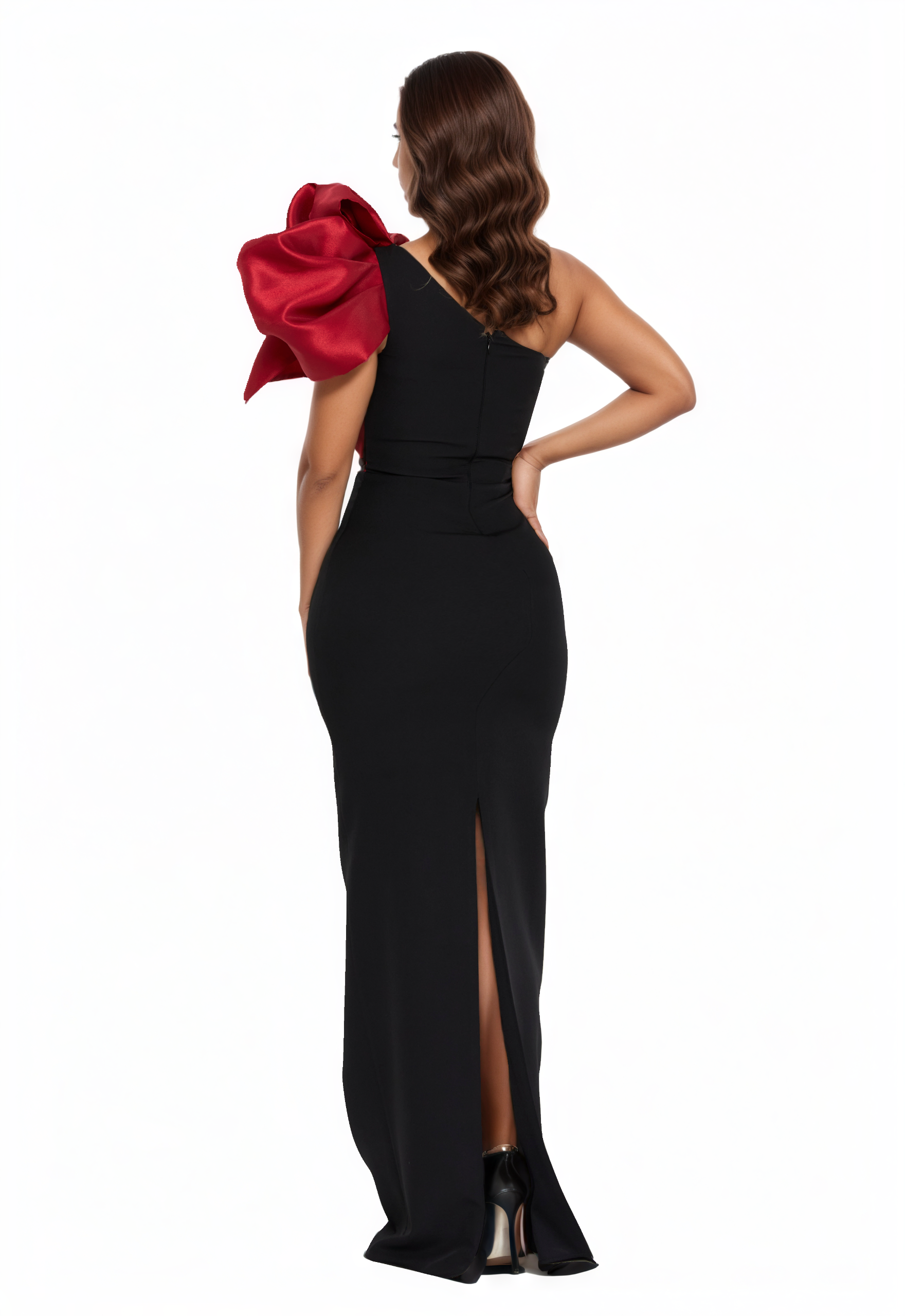 One Shoulder Maxi Crepe Column Dress