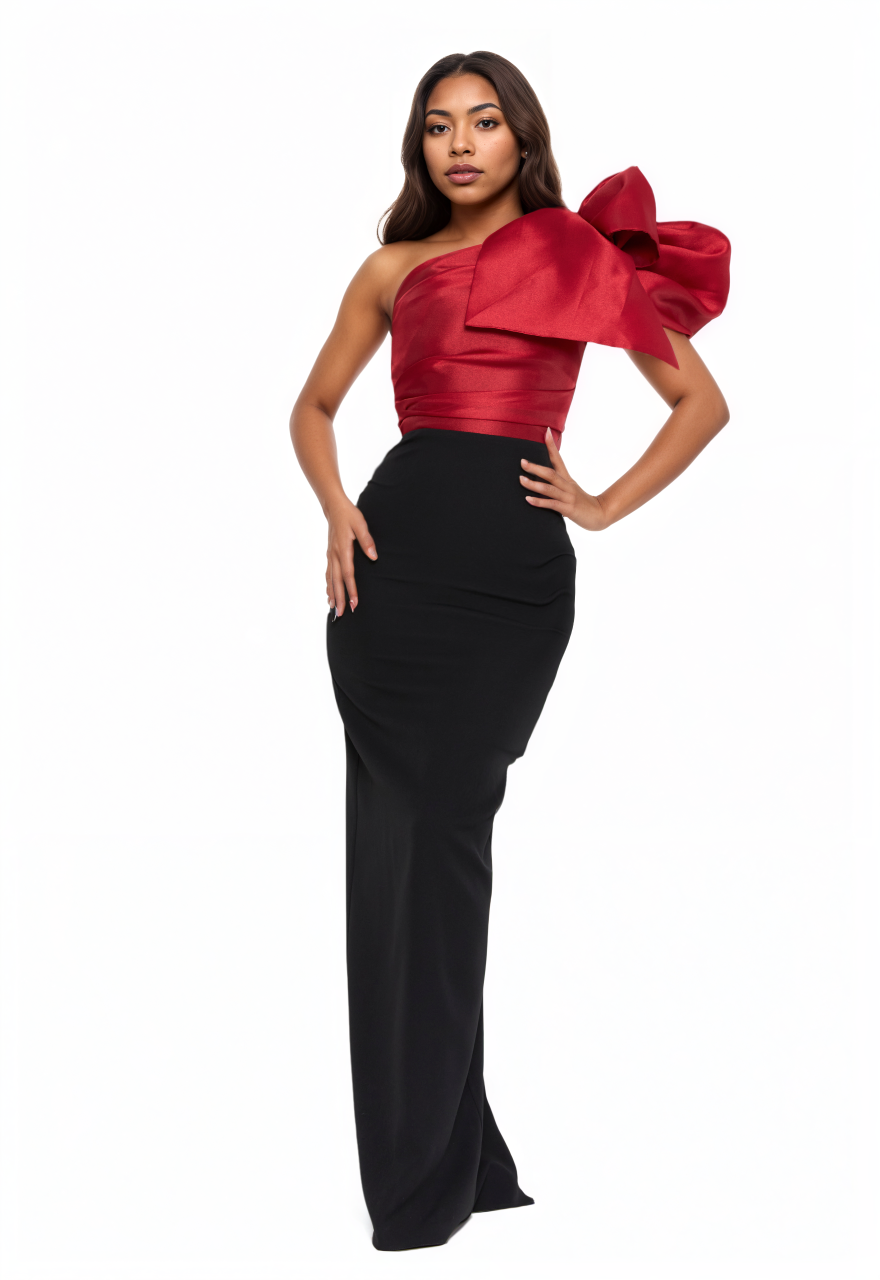 One Shoulder Maxi Crepe Column Dress