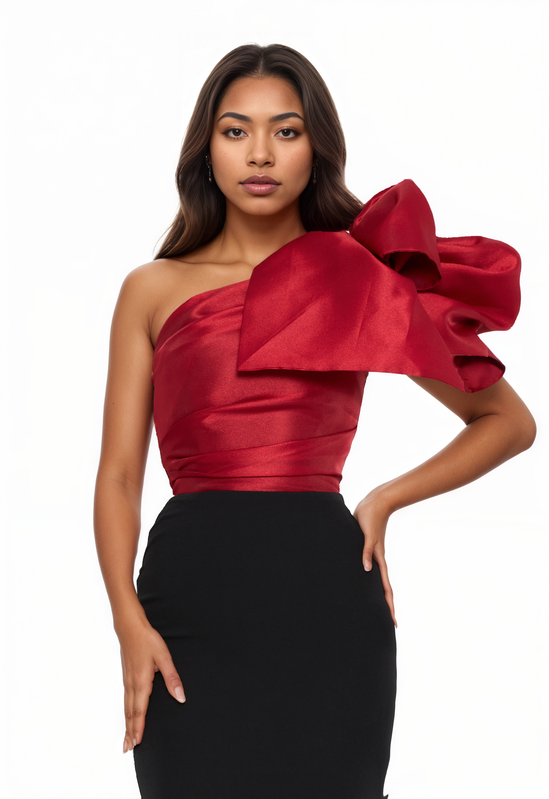 One Shoulder Maxi Crepe Column Dress