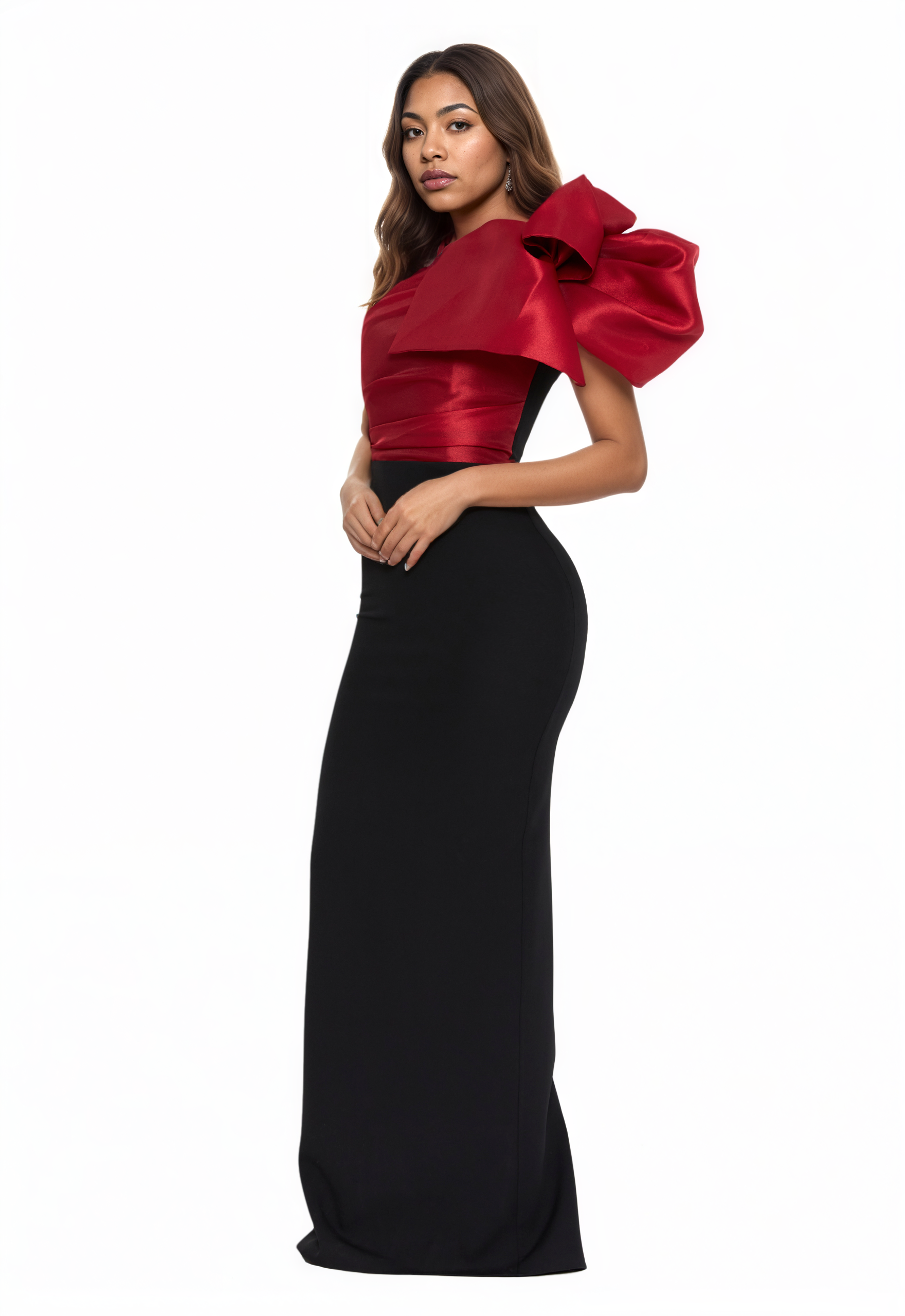 One Shoulder Maxi Crepe Column Dress