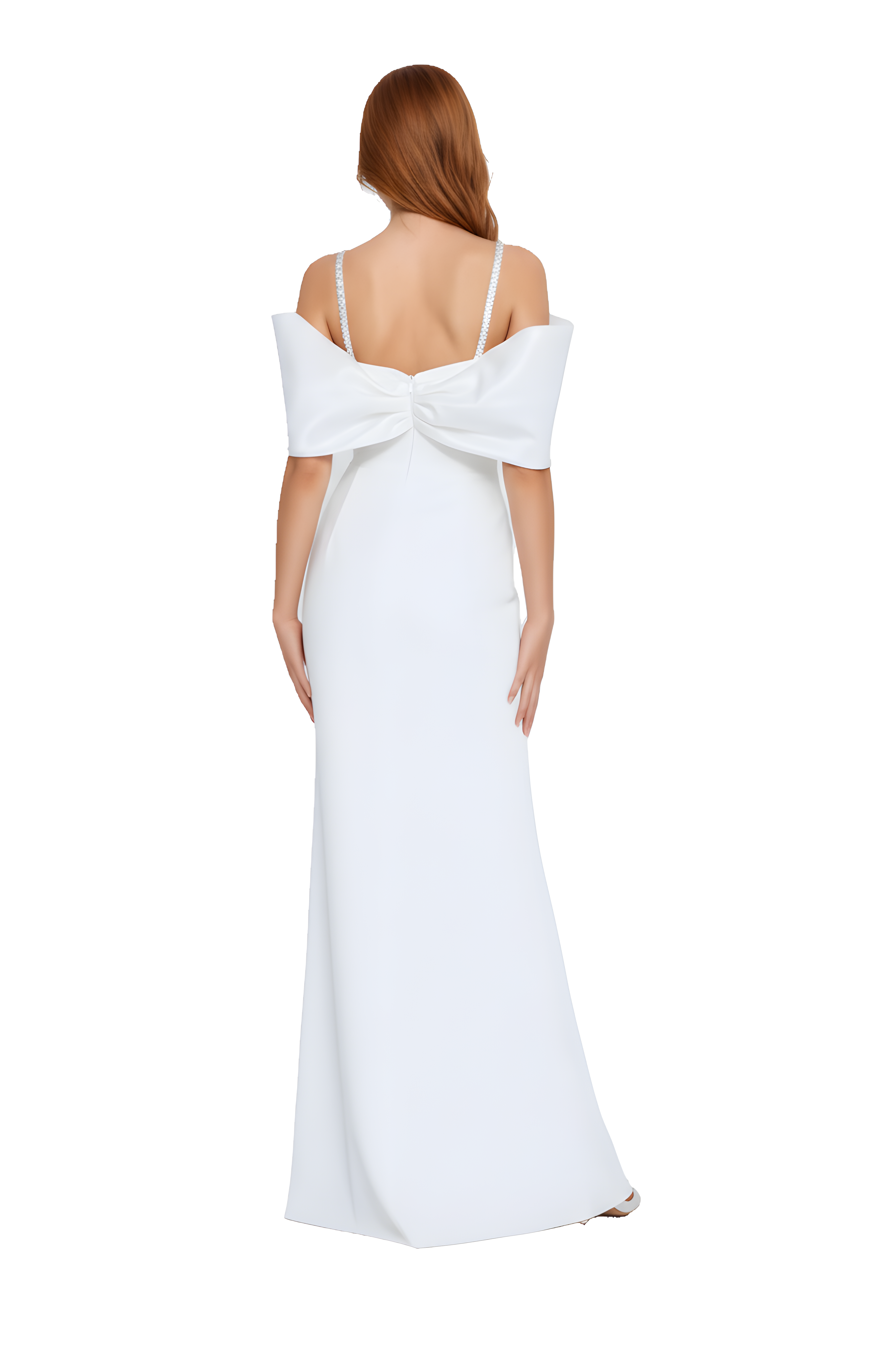 Off Shoulder Maxi Crepe Column Dress