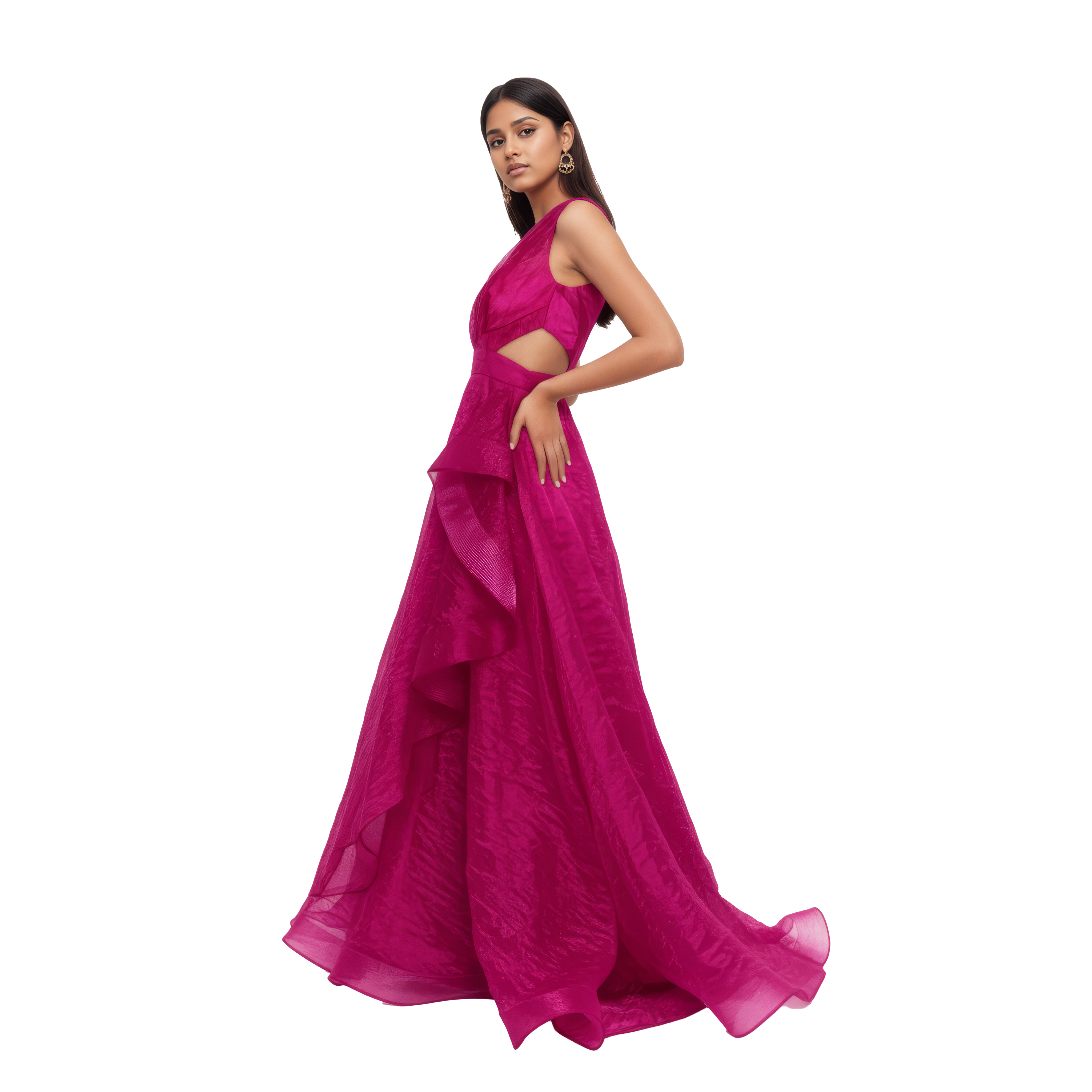 One Shoulder Maxi Polyester A - Line Dress