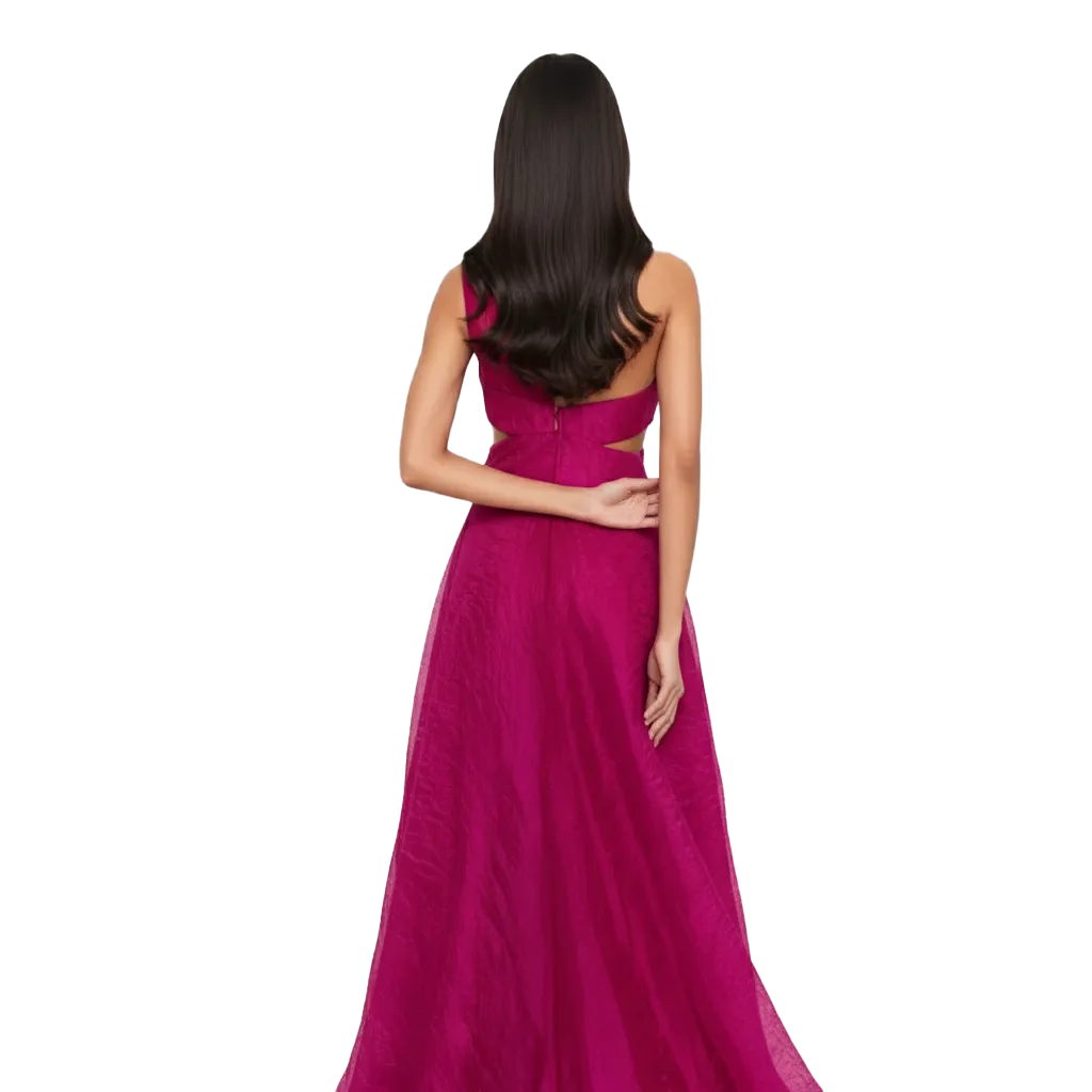 One Shoulder Maxi Polyester A - Line Dress
