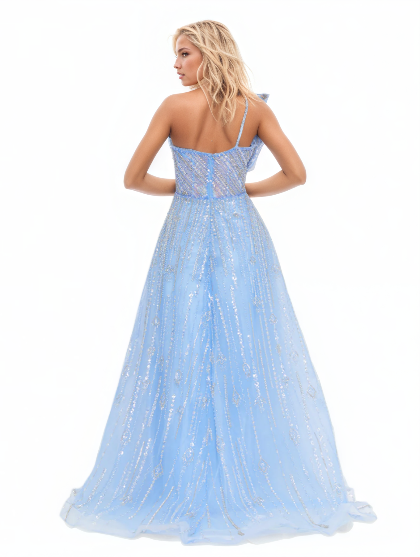 One Shoulder Maxi Tulle A-Line Dress