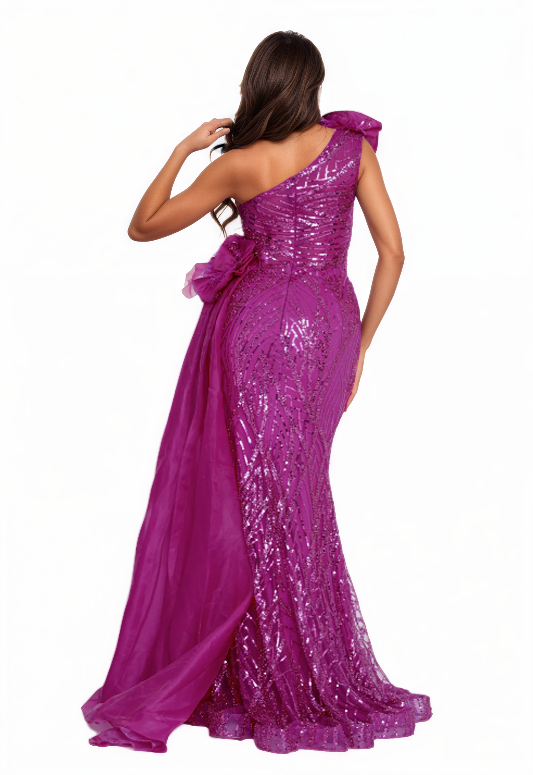 One Shoulder Maxi Tulle Mermaid Dress