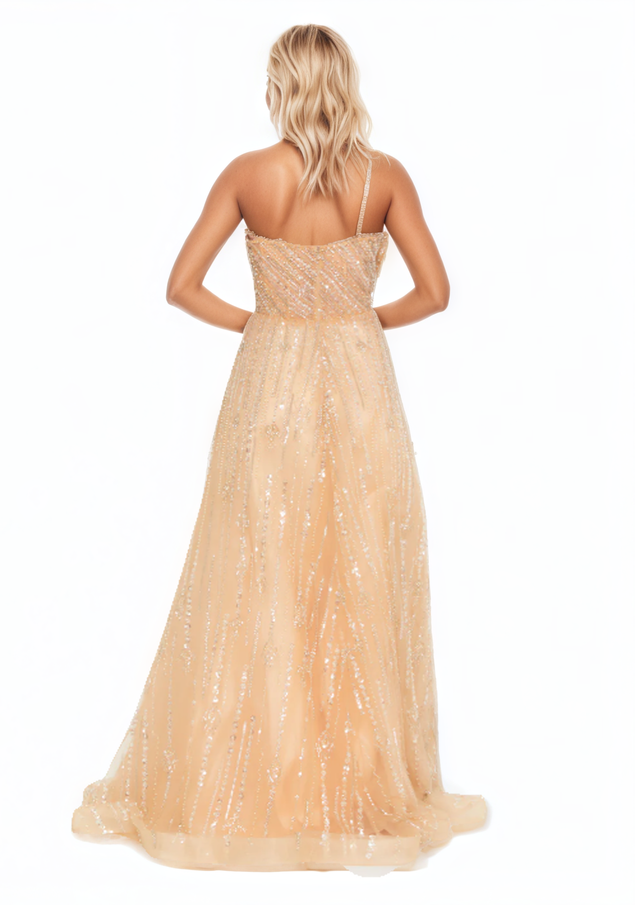 One Shoulder Maxi Tulle A-Line Dress