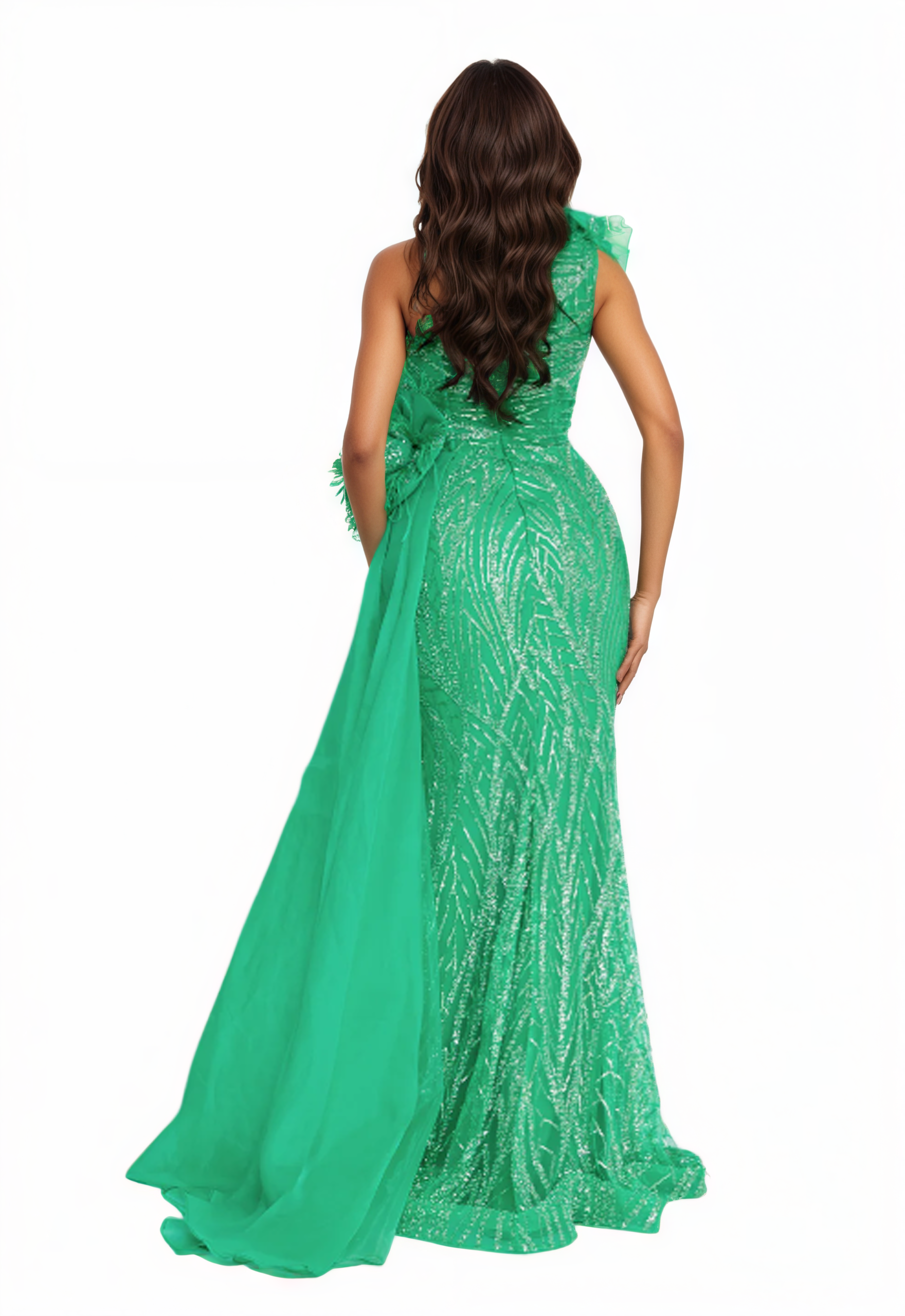 One Shoulder Maxi Tulle Mermaid Dress