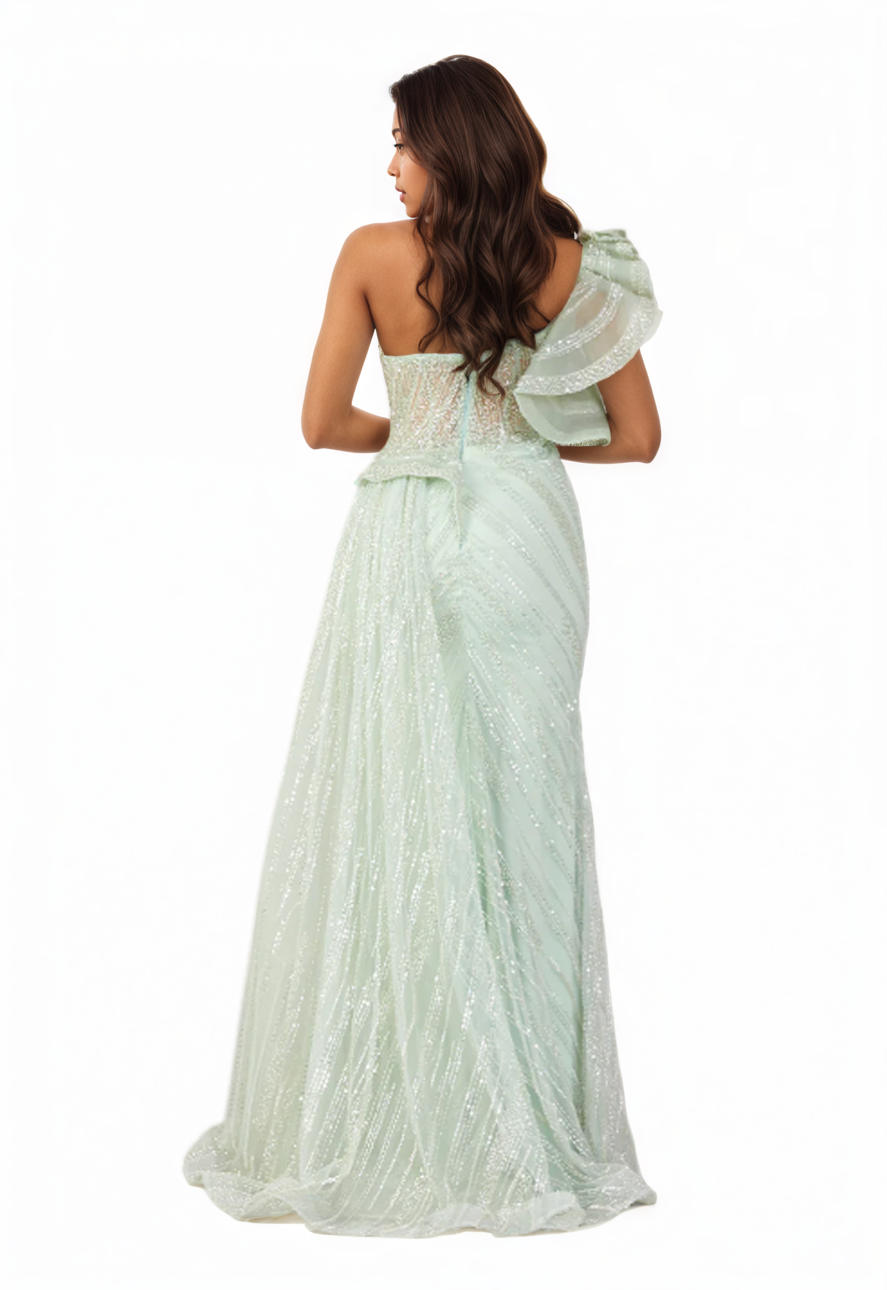 One Shoulder Maxi Beaded Mermaid Dress