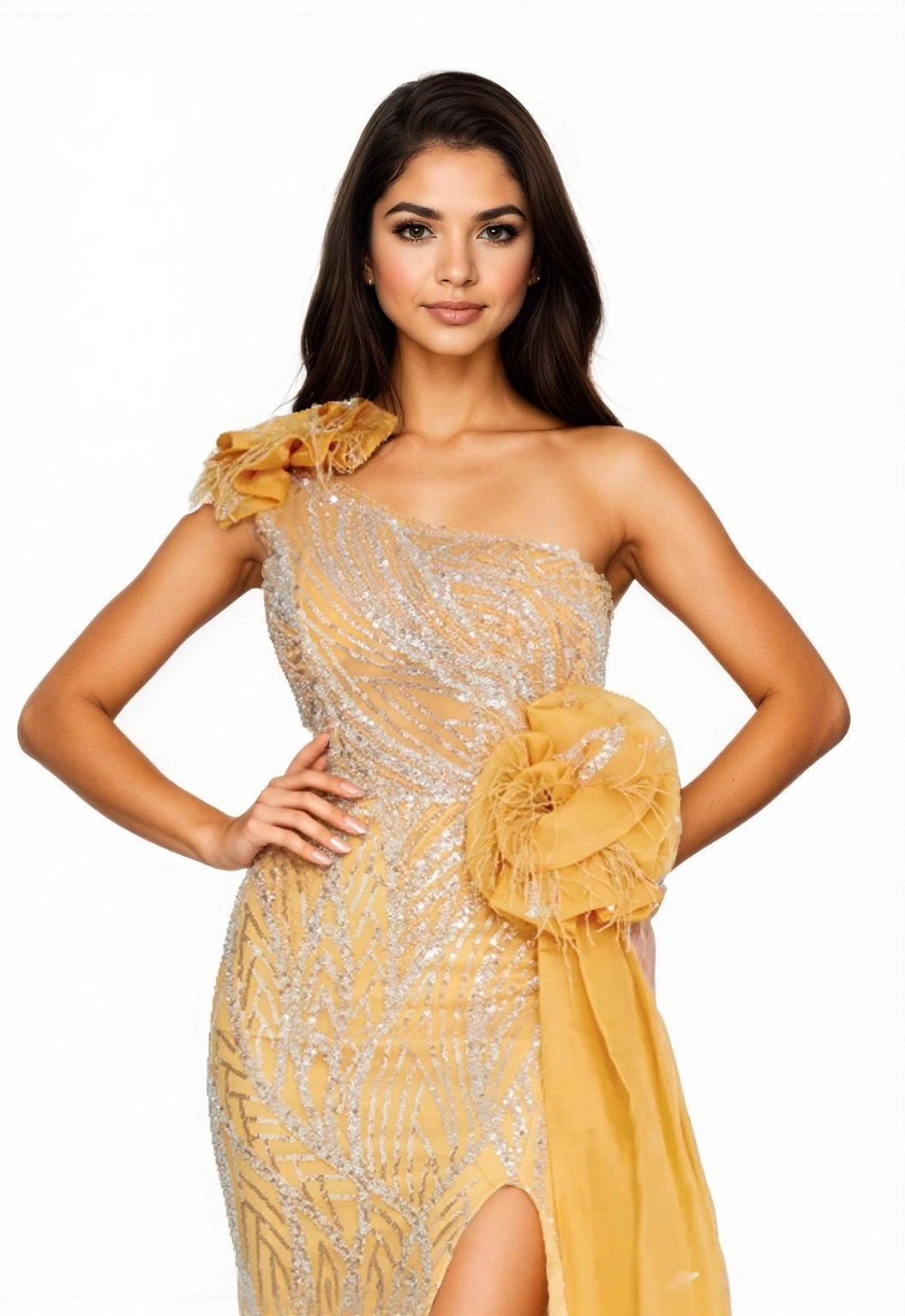 One Shoulder Maxi Tulle Mermaid Dress