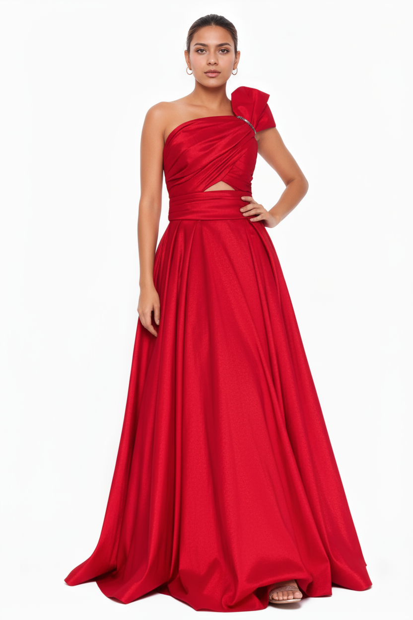 One Shoulder Maxi A-Line Dress