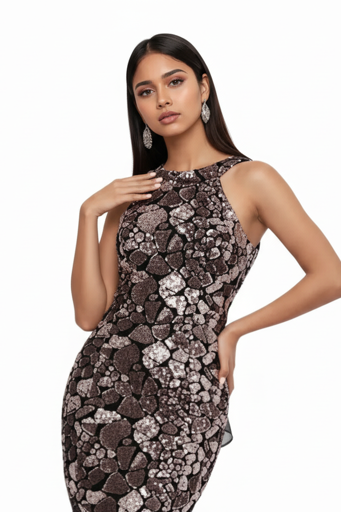 Sleeveless Maxi Sequin Mermaid Dress