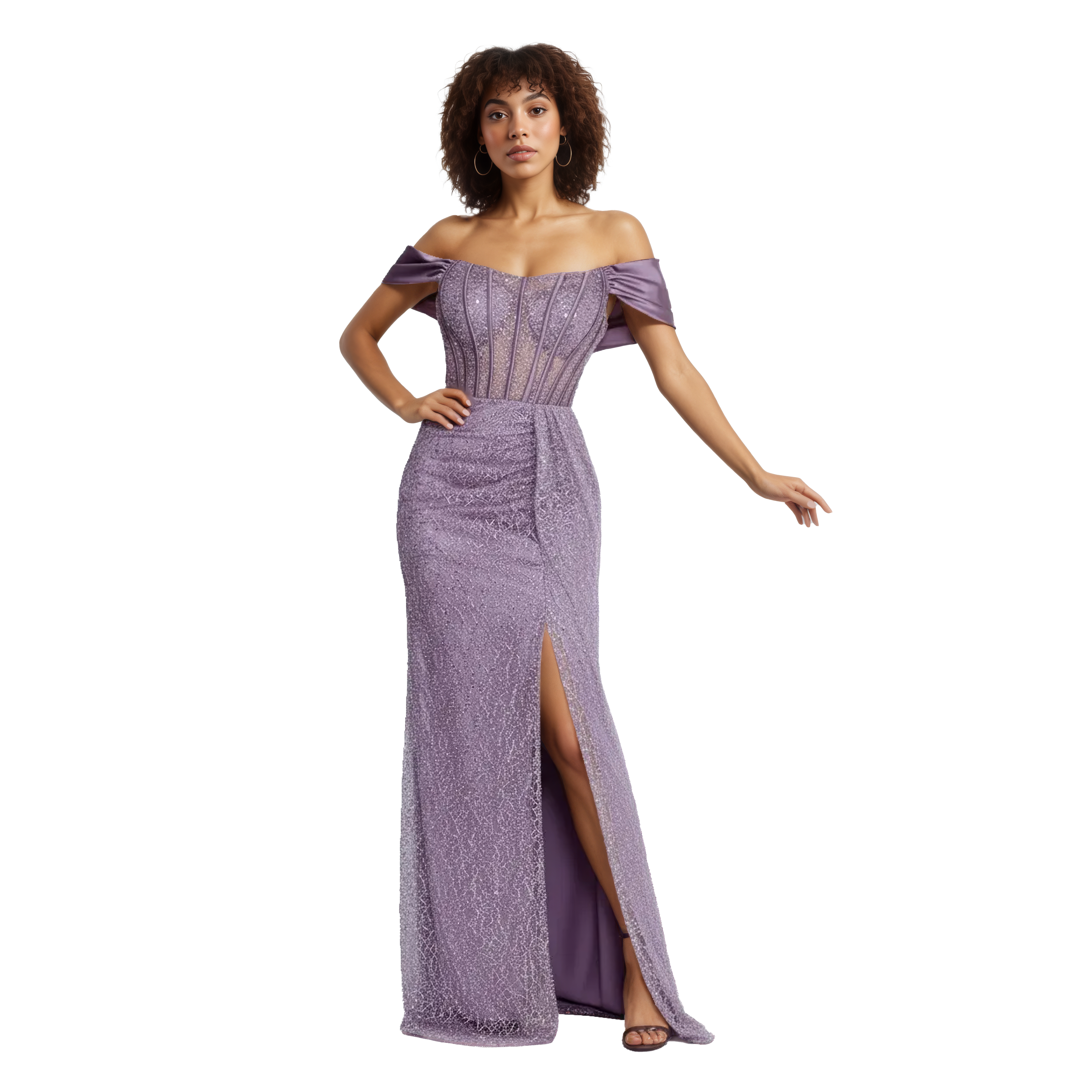 Off Shoulder Maxi Tulle Mermaid Dress