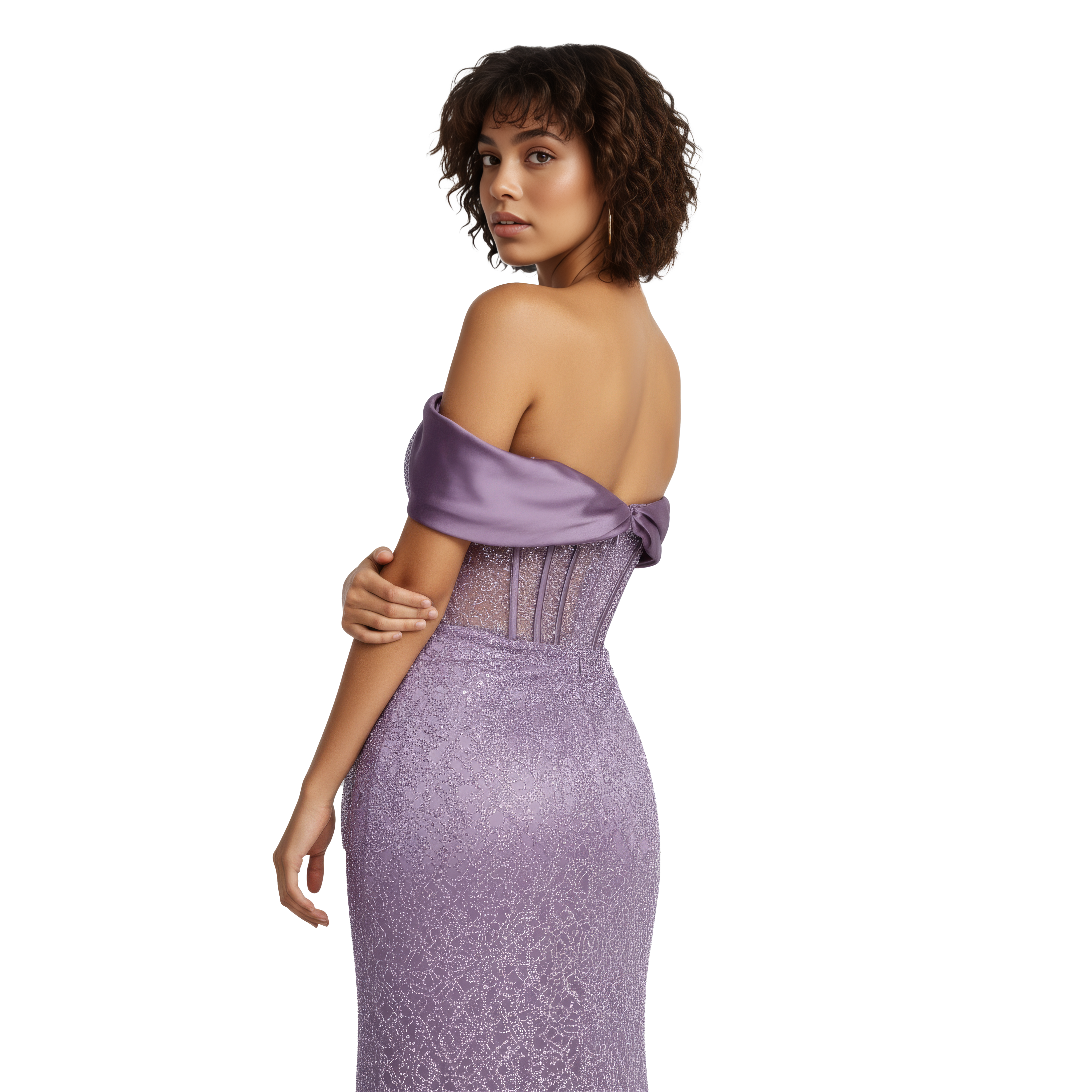 Off Shoulder Maxi Tulle Mermaid Dress