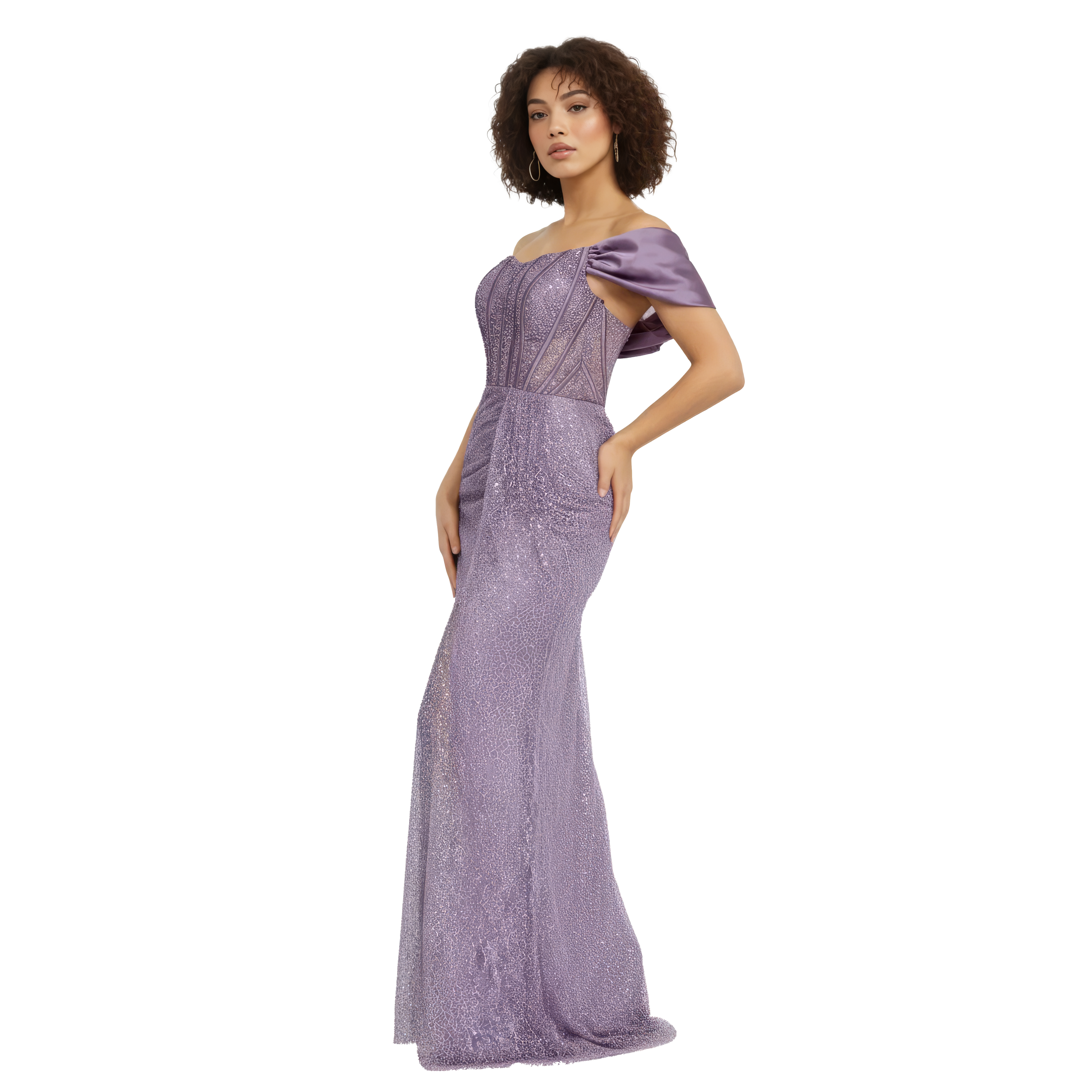 Off Shoulder Maxi Tulle Mermaid Dress