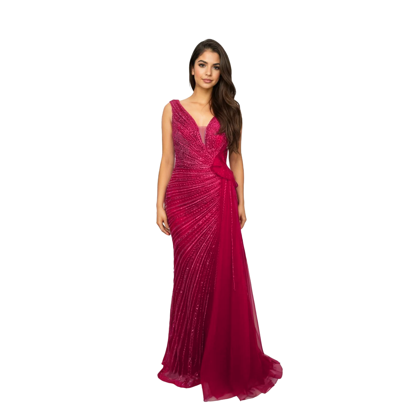 Fully Beaded And Sequined Mermaid Dress