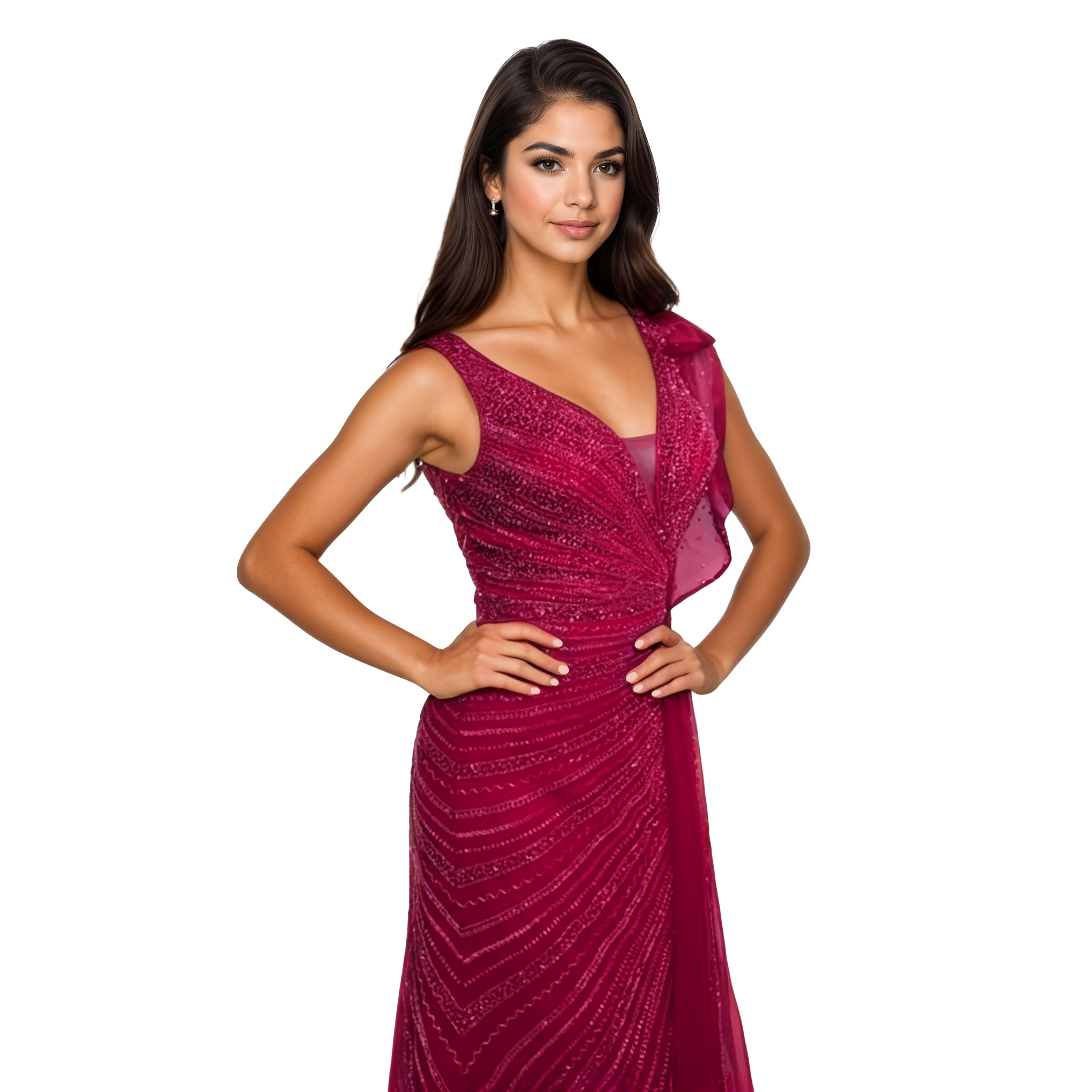 Fully Beaded And Sequined Mermaid Dress