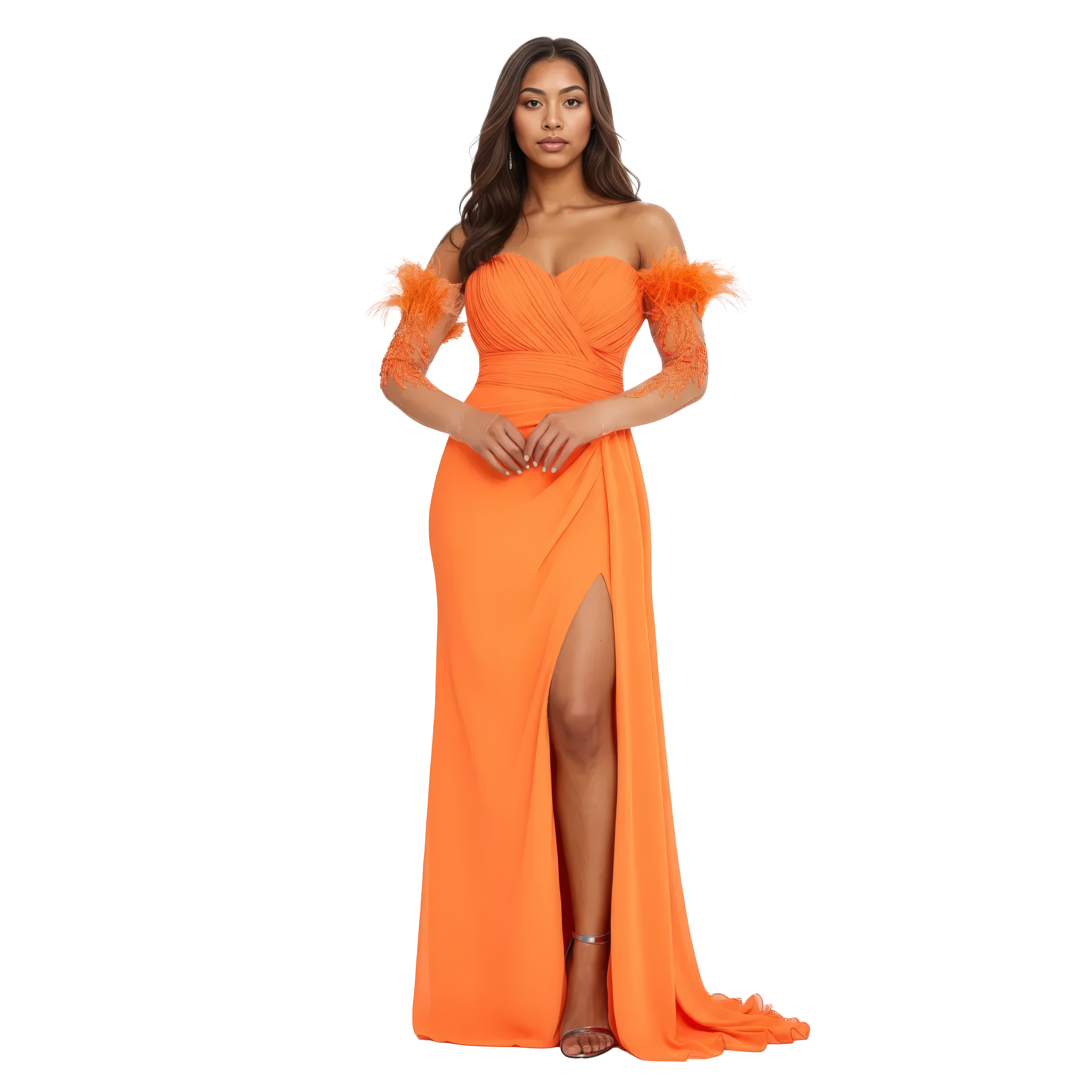 Off Shoulder Maxi Chiffon Column  Dress