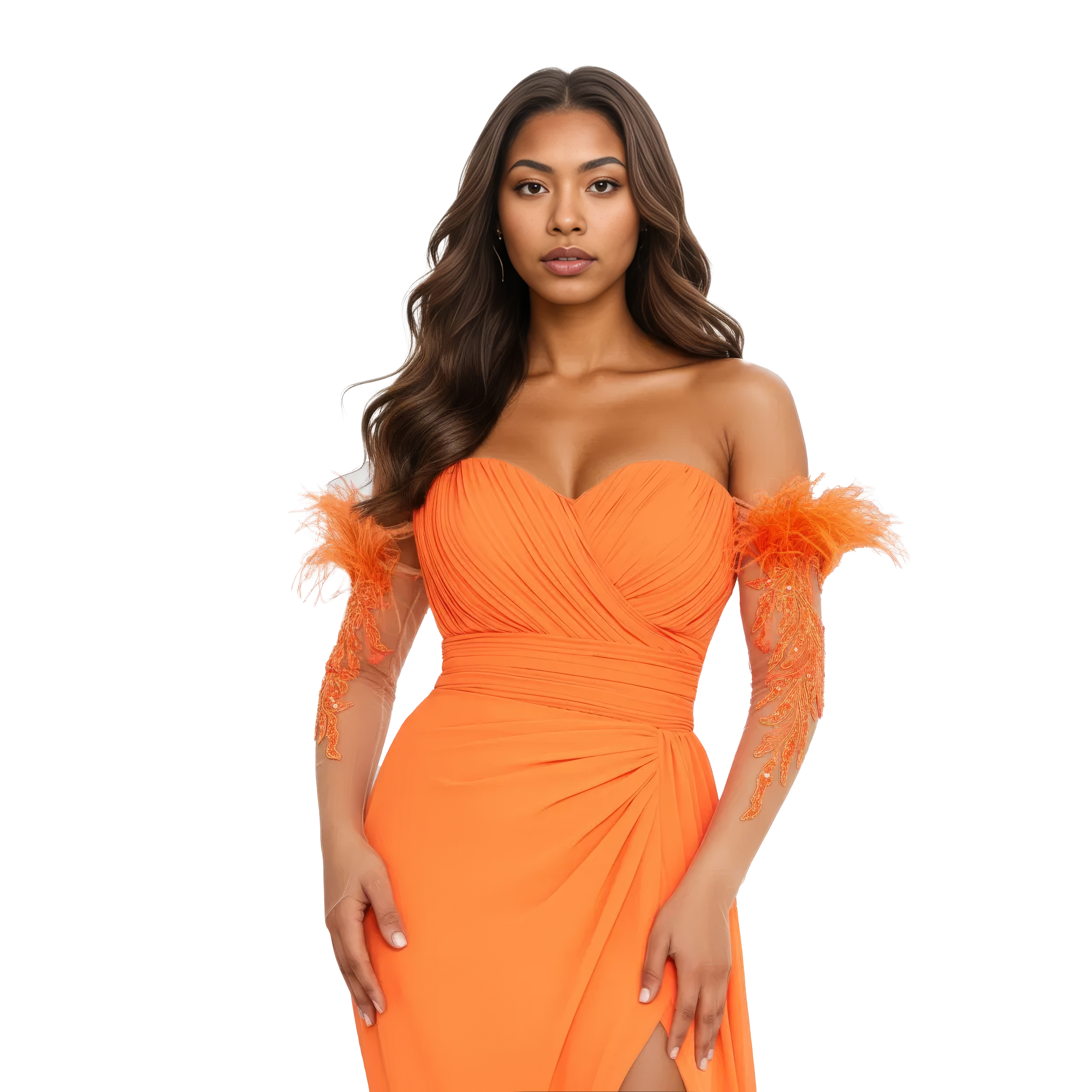 Off Shoulder Maxi Chiffon Column  Dress