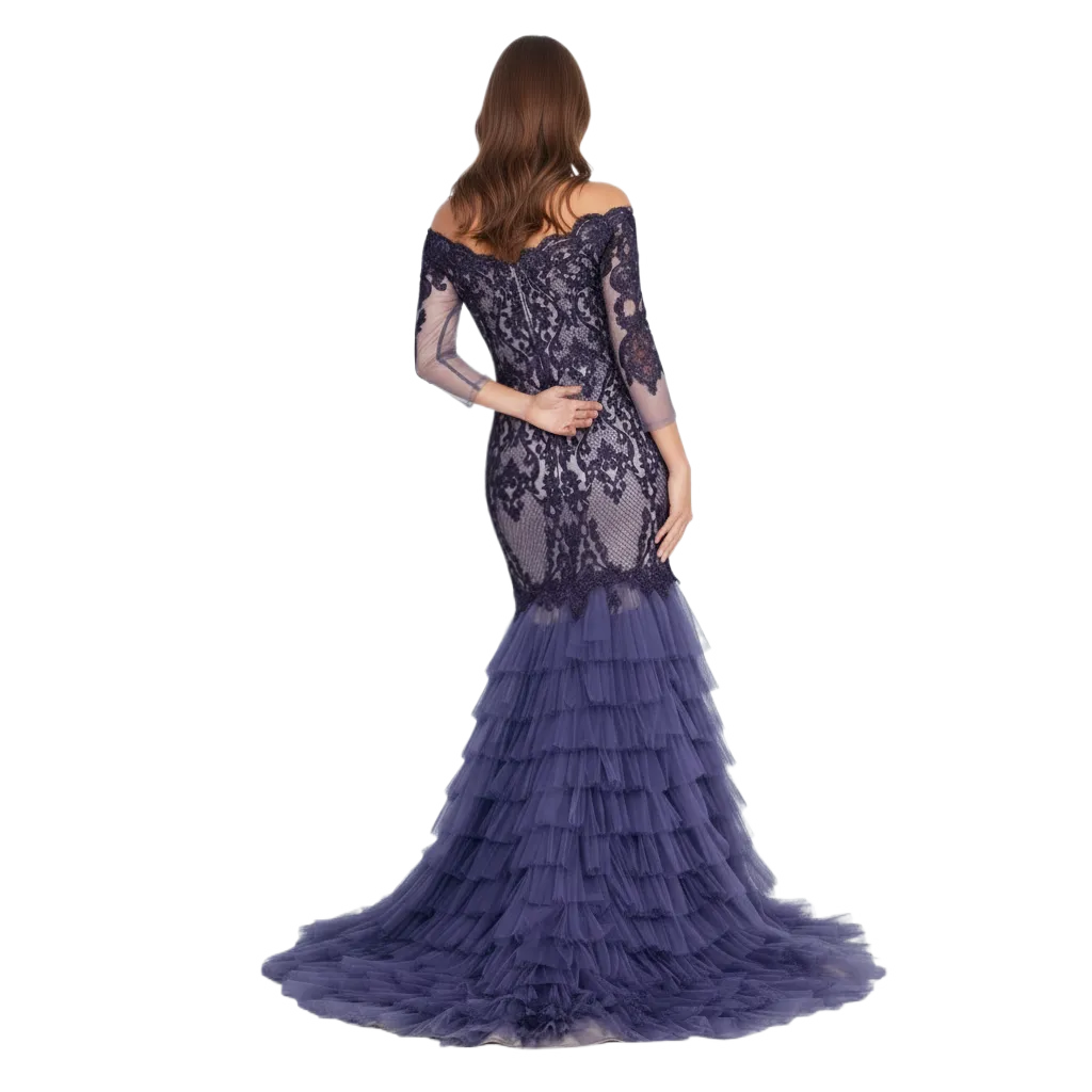 Off Shoulder Maxi Tulle Fit & Flare Dress