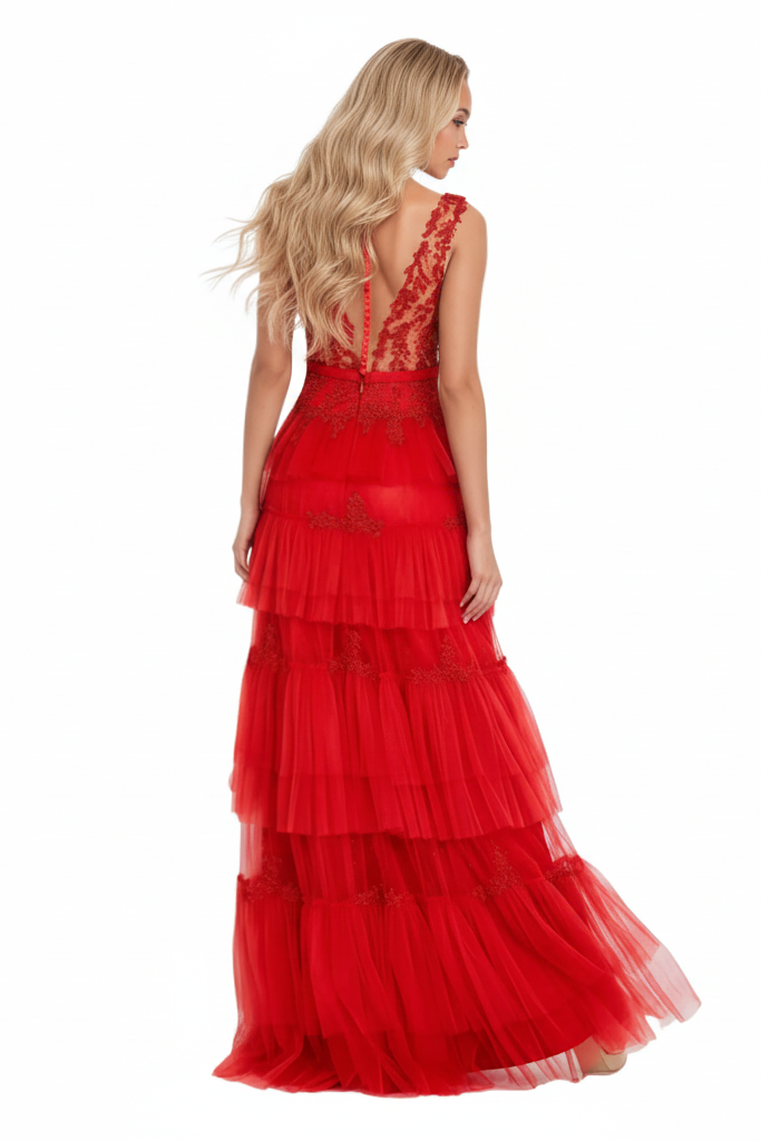 Sleeveless Maxi Tulle A - Line Dress