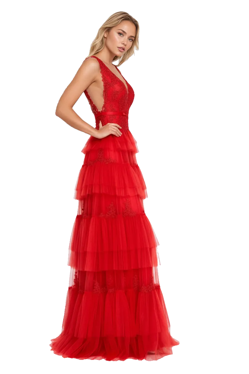Sleeveless Maxi Tulle A - Line Dress