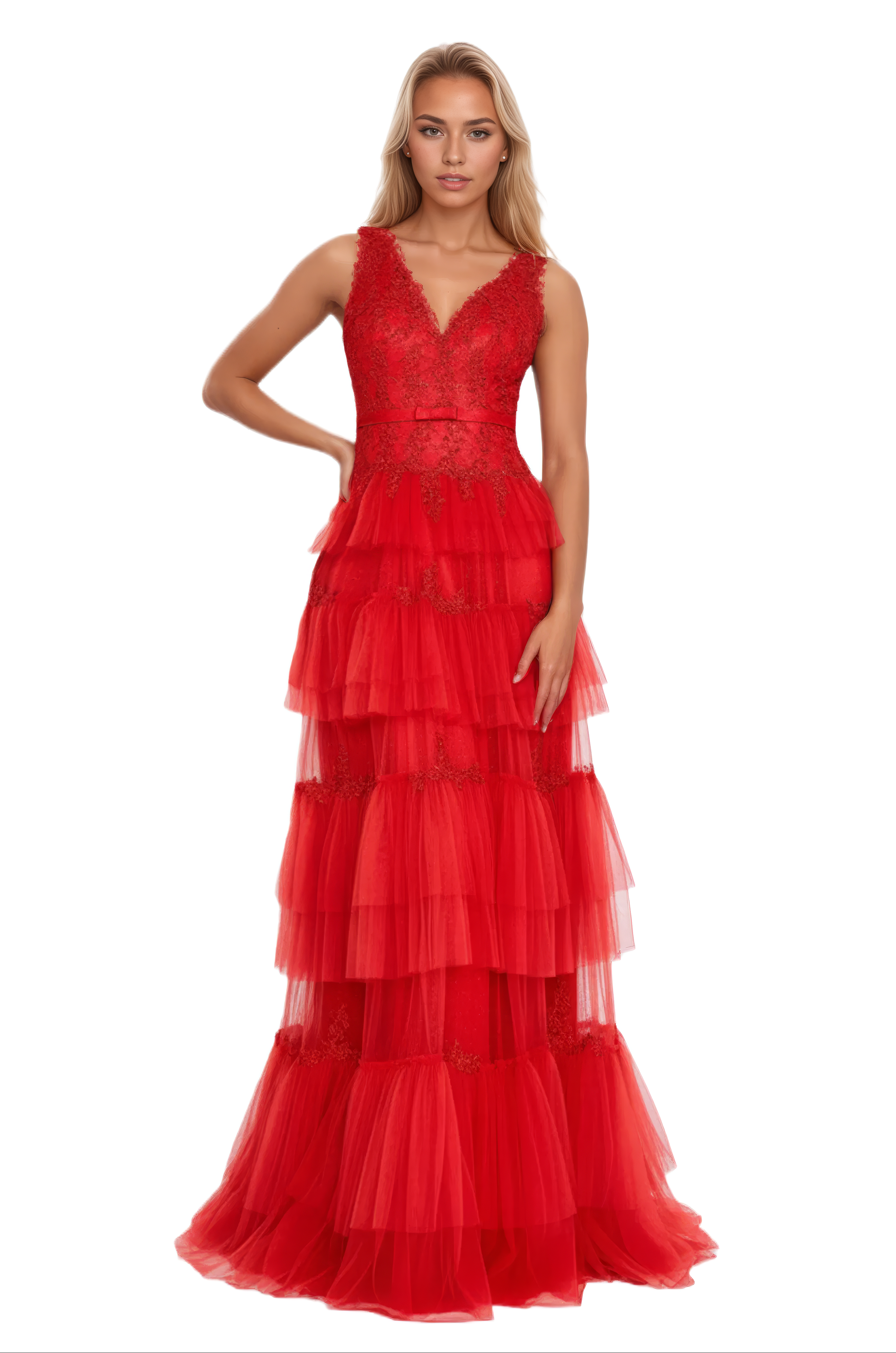 Sleeveless Maxi Tulle A - Line Dress