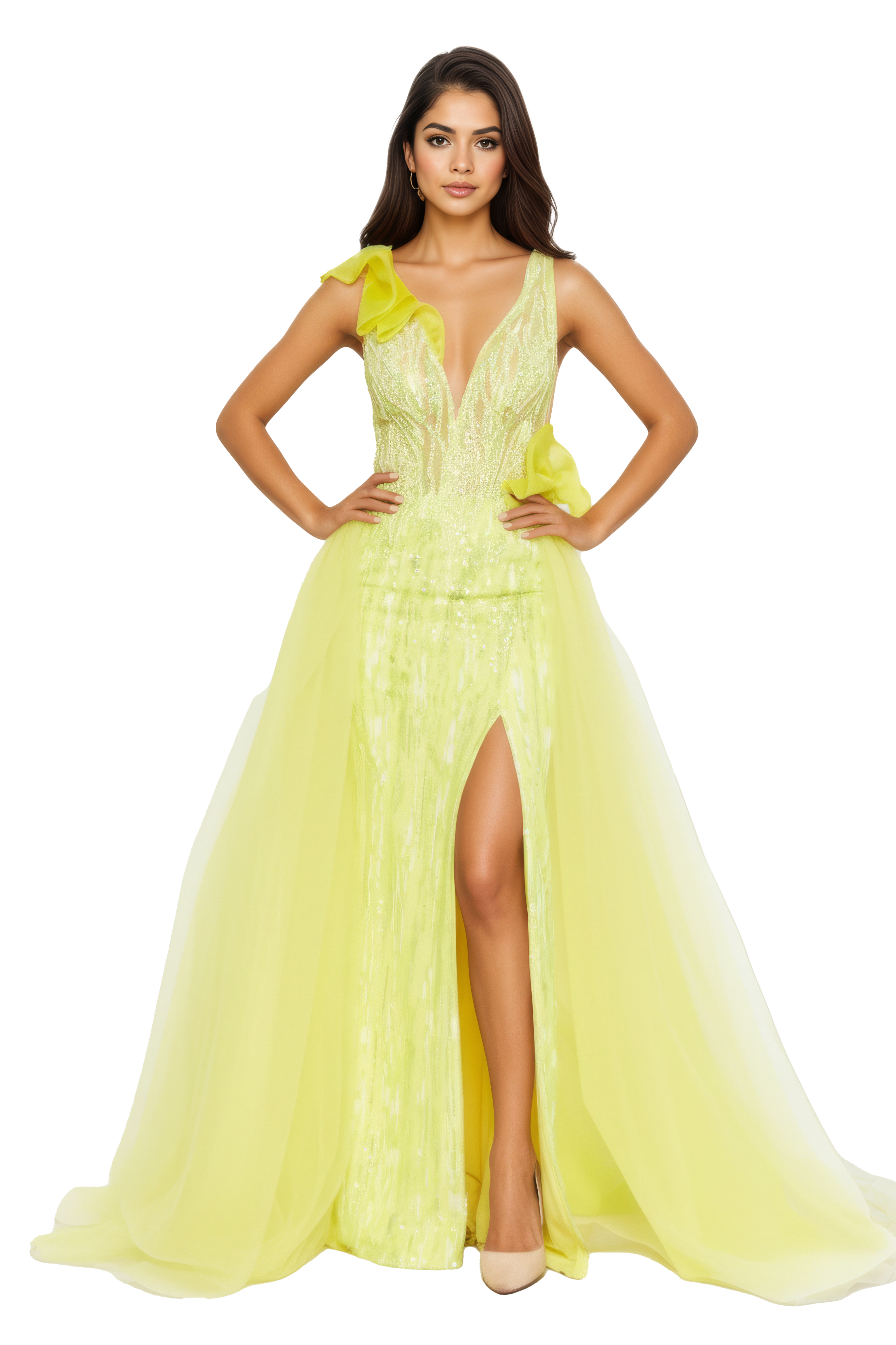 Sleeveless Maxi Tulle A - Line Dress