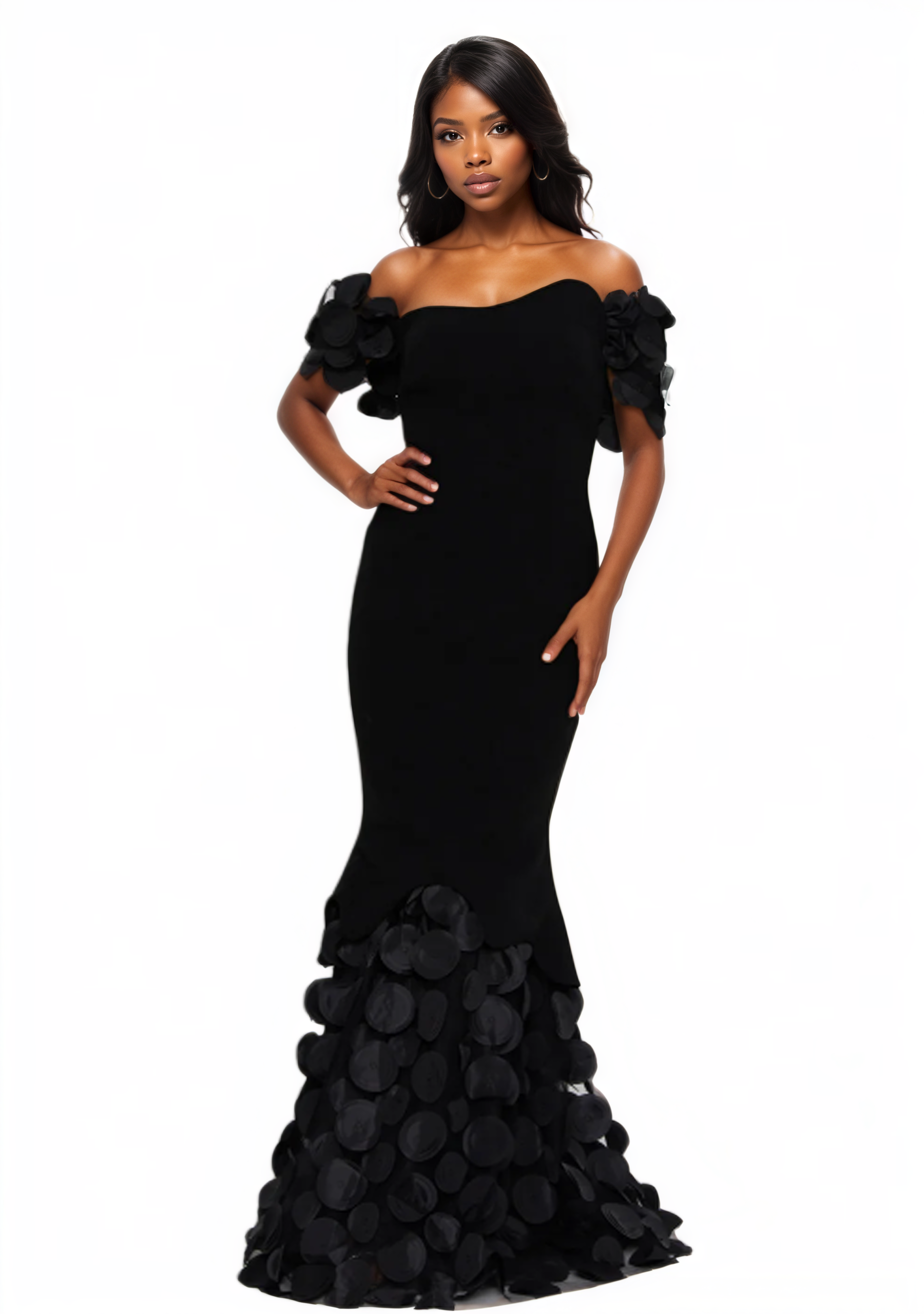 Off Shoulder Maxi Viscose Mermaid Dress