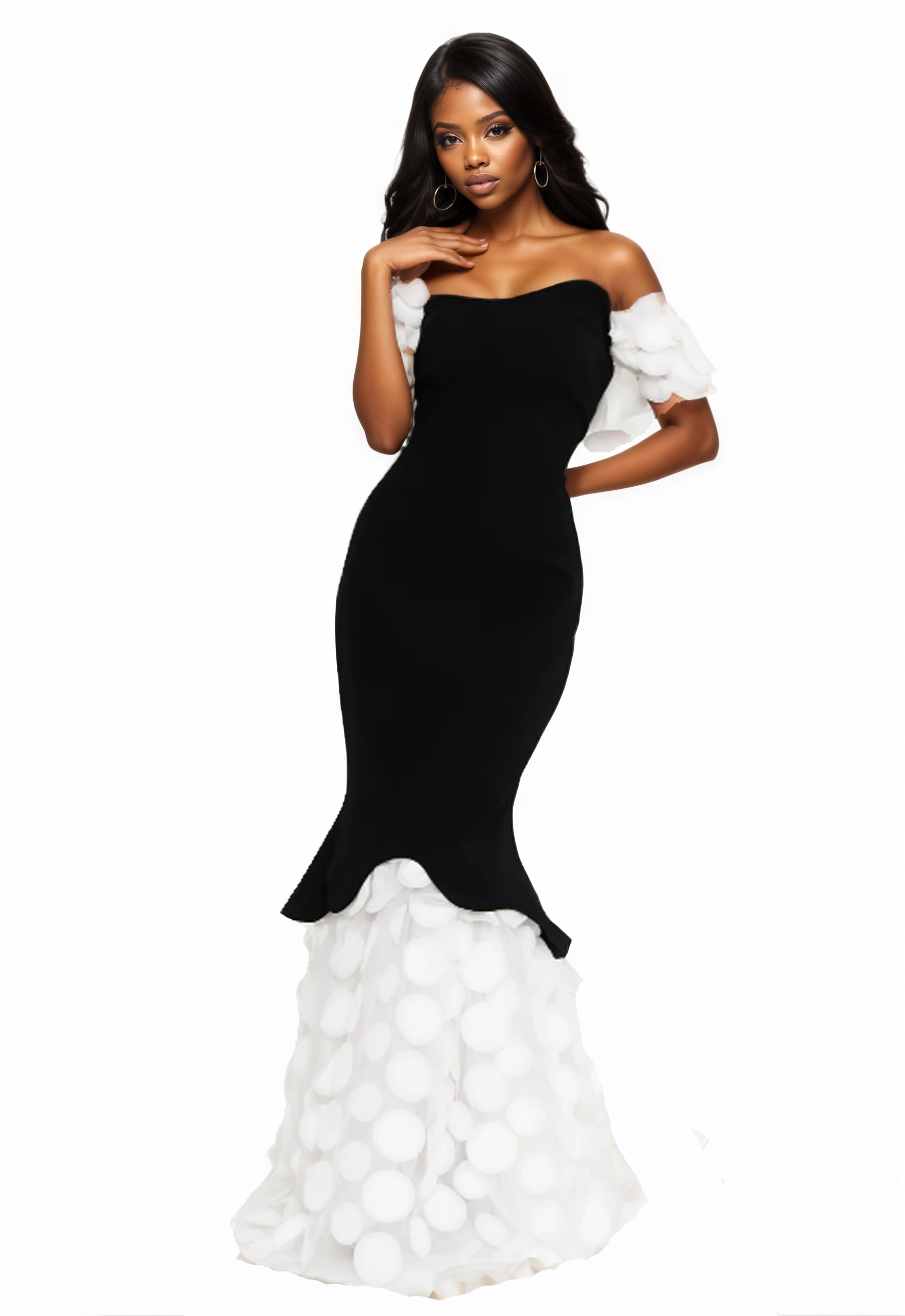 Off Shoulder Maxi Viscose Mermaid Dress