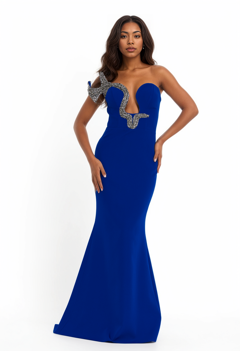 One Shoulder Maxi Viscose Mermaid Dress