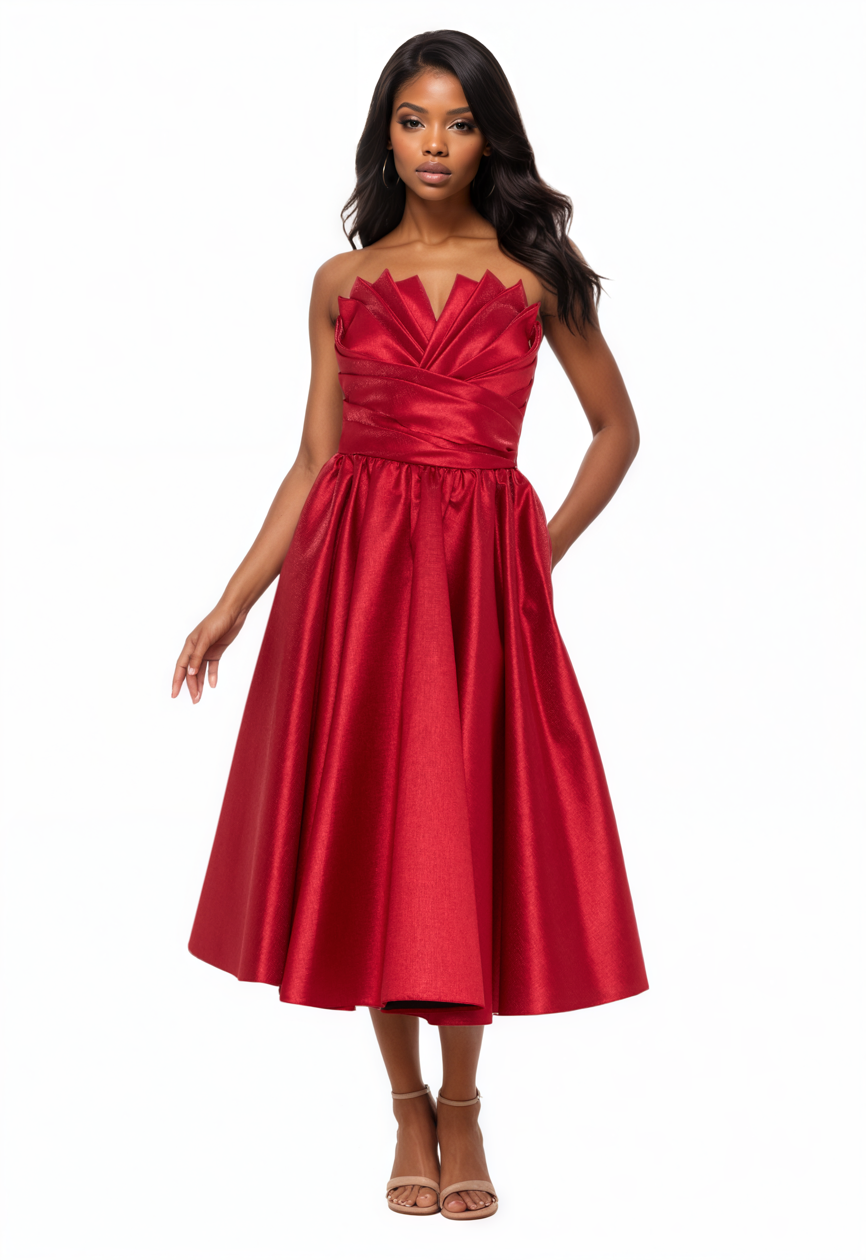Strapless Midi A-Line Dress