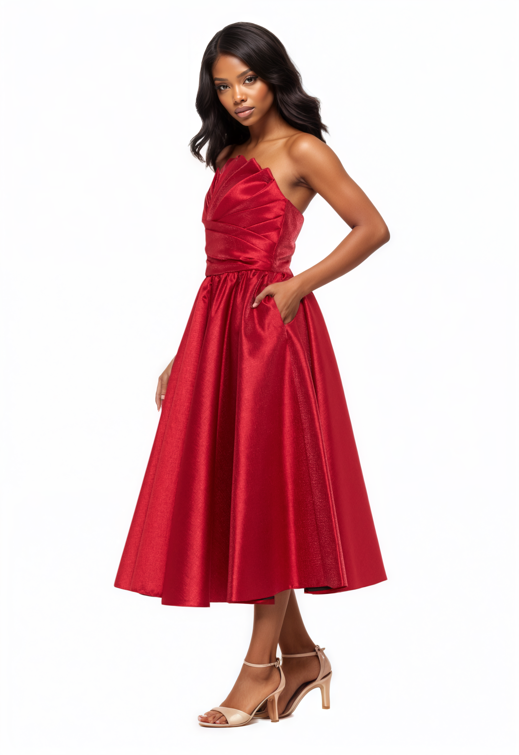 Strapless Midi A-Line Dress