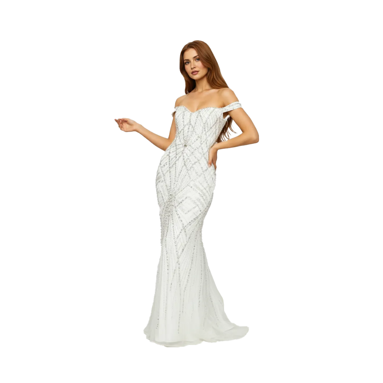 Off Shoulder Maxi Sequin Mermaid Dress