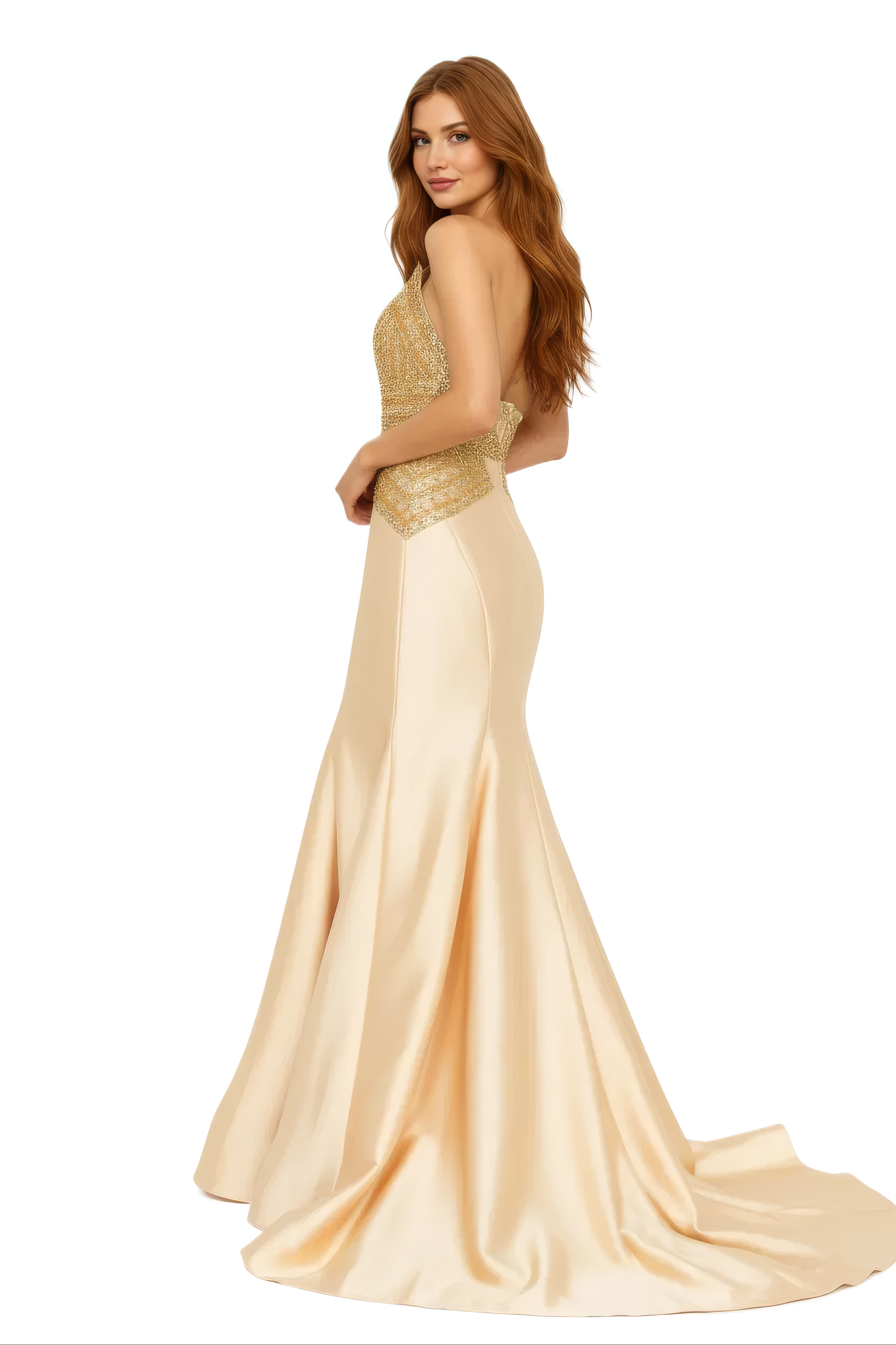 Strapless Maxi Polyester Fit & Flare Dress