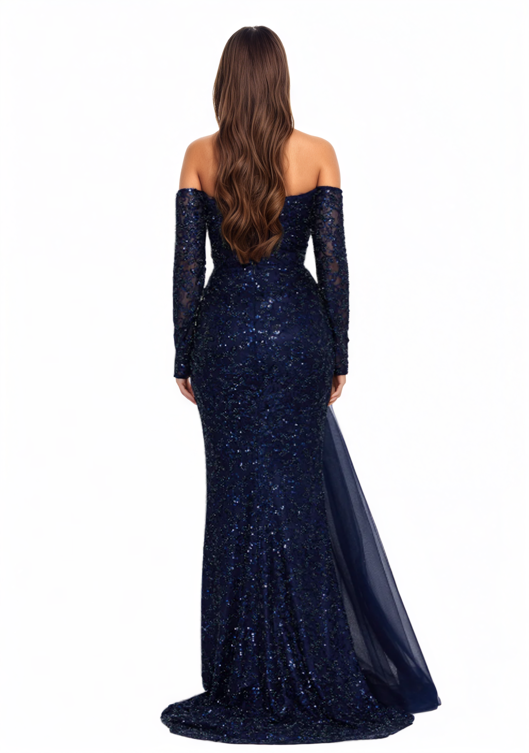 Off Shoulder Maxi Tulle Mermaid Dress