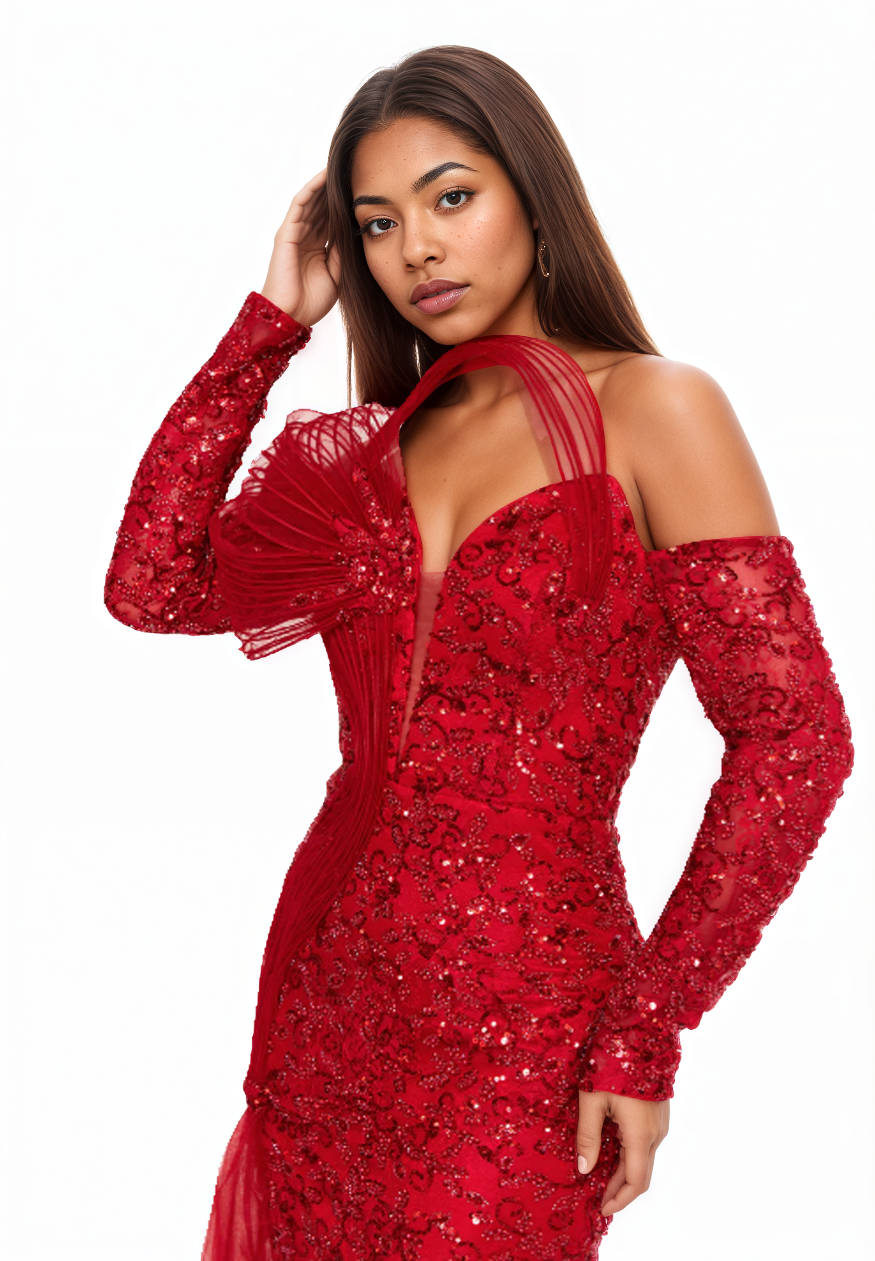 Off Shoulder Maxi Tulle Mermaid Dress