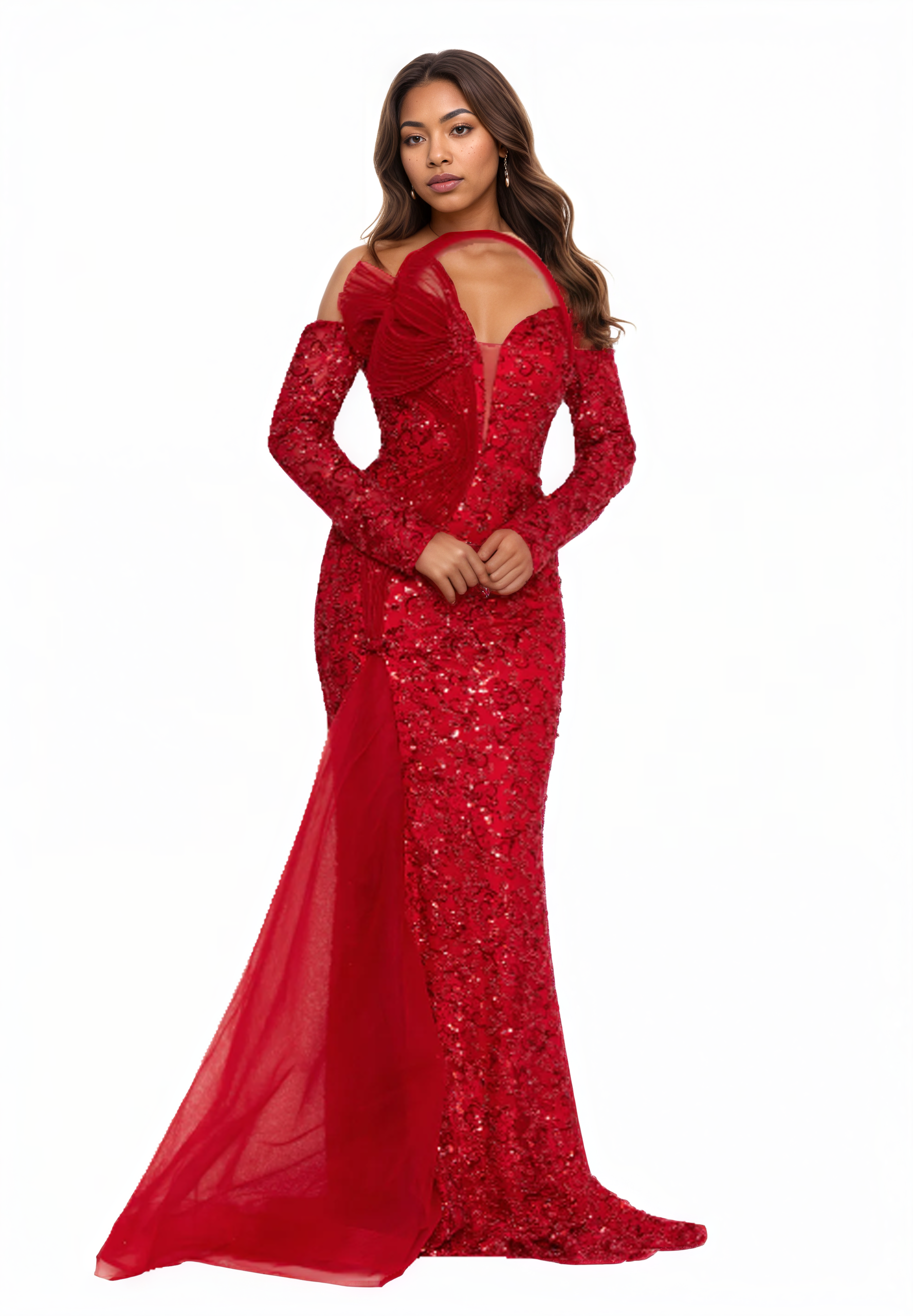 Off Shoulder Maxi Tulle Mermaid Dress