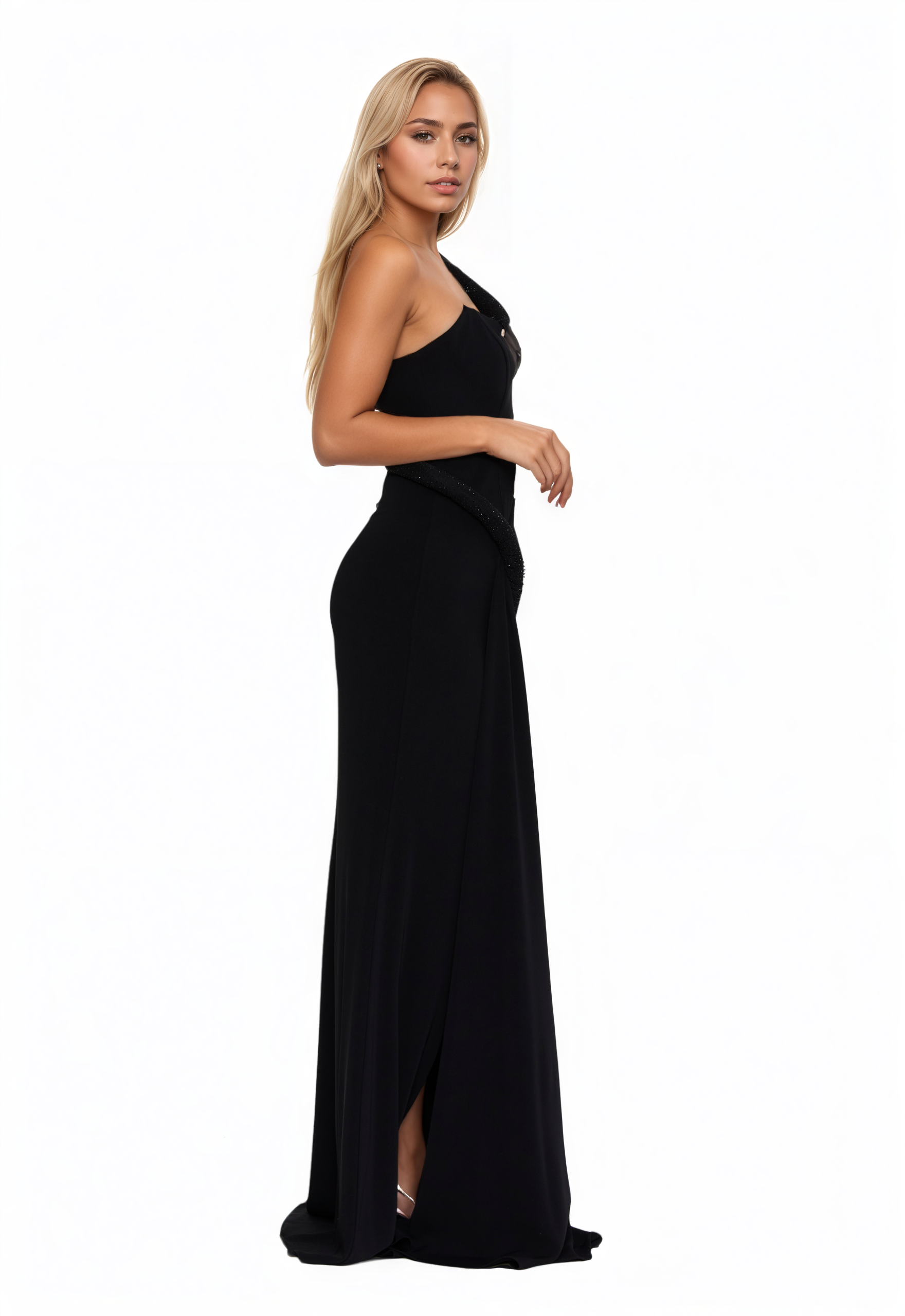 One Shoulder Maxi Black Dress