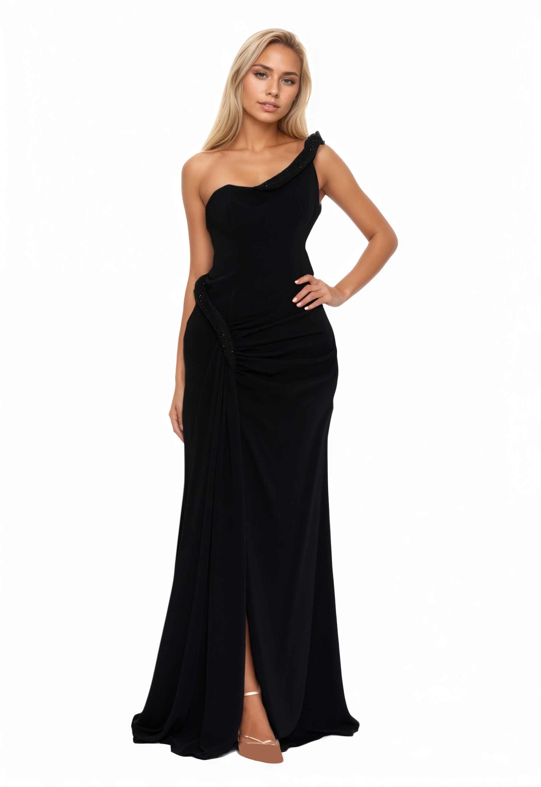 One Shoulder Maxi Black Dress