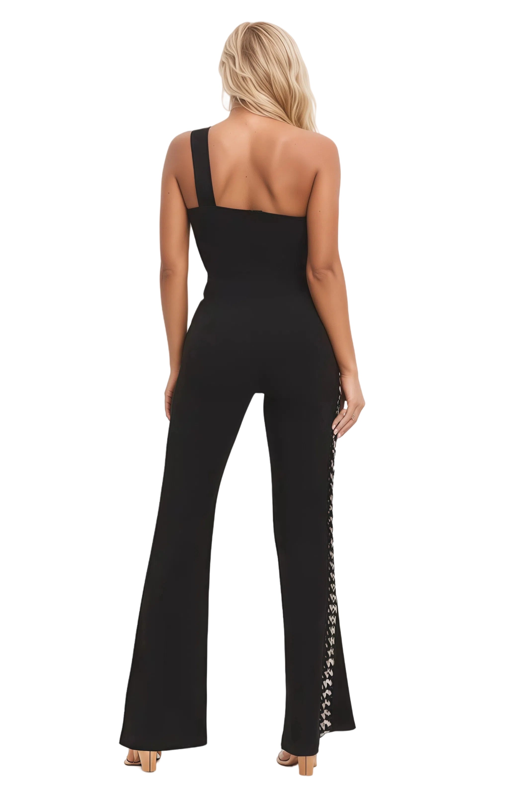 One Shoulder Chain Detail Jumpsuit