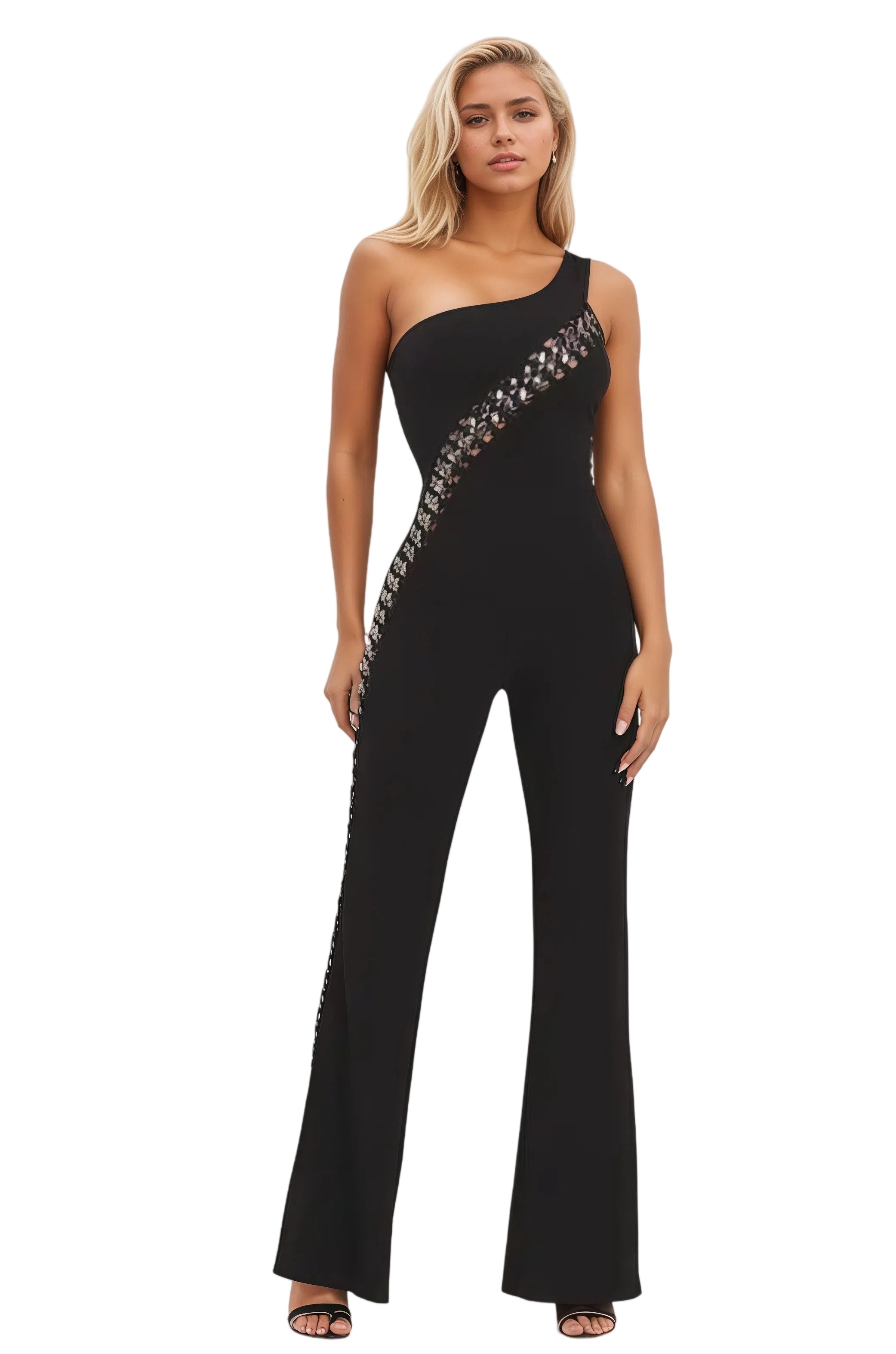 One Shoulder Chain Detail Jumpsuit