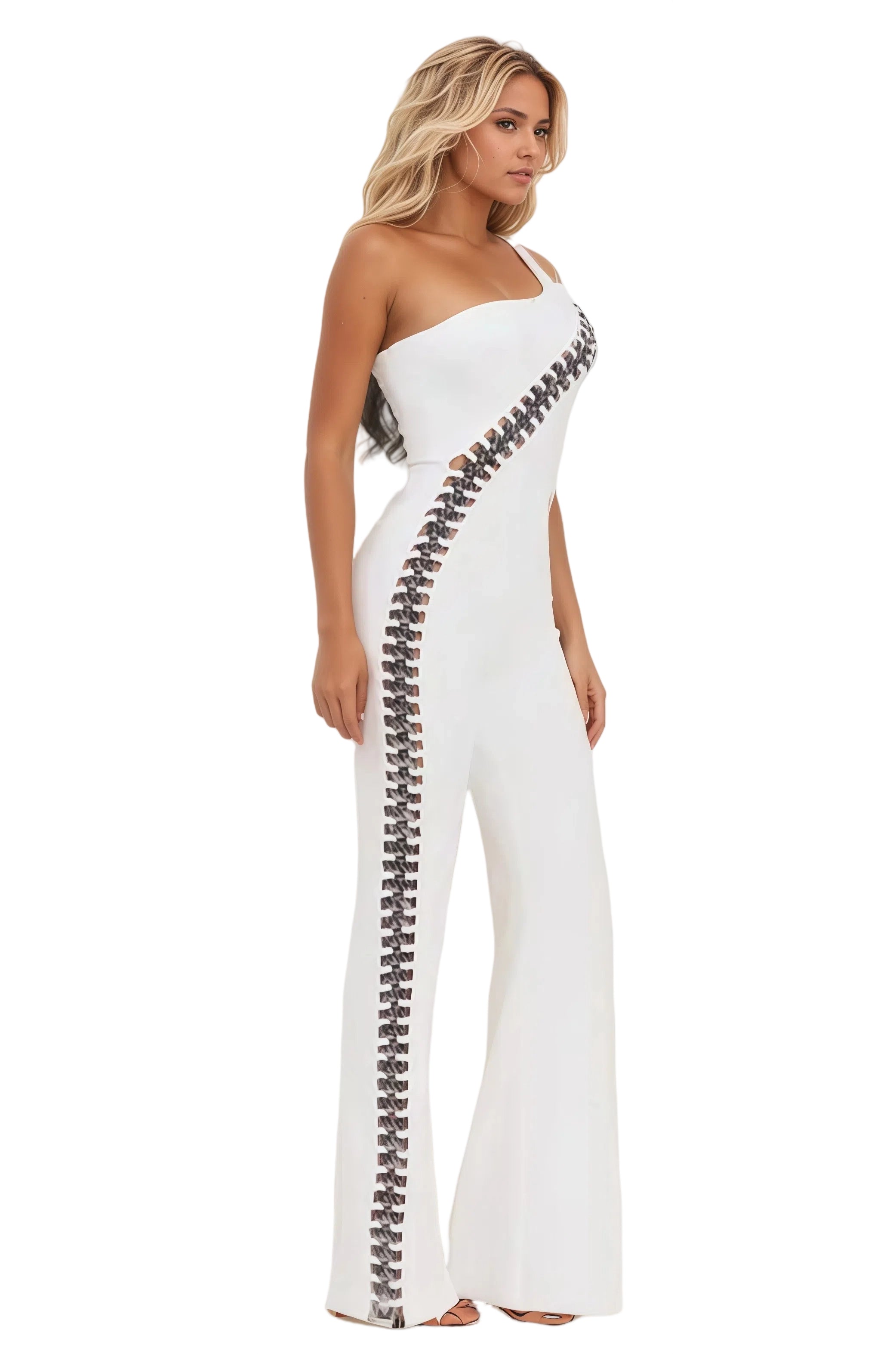 One Shoulder Chain Detail Jumpsuit