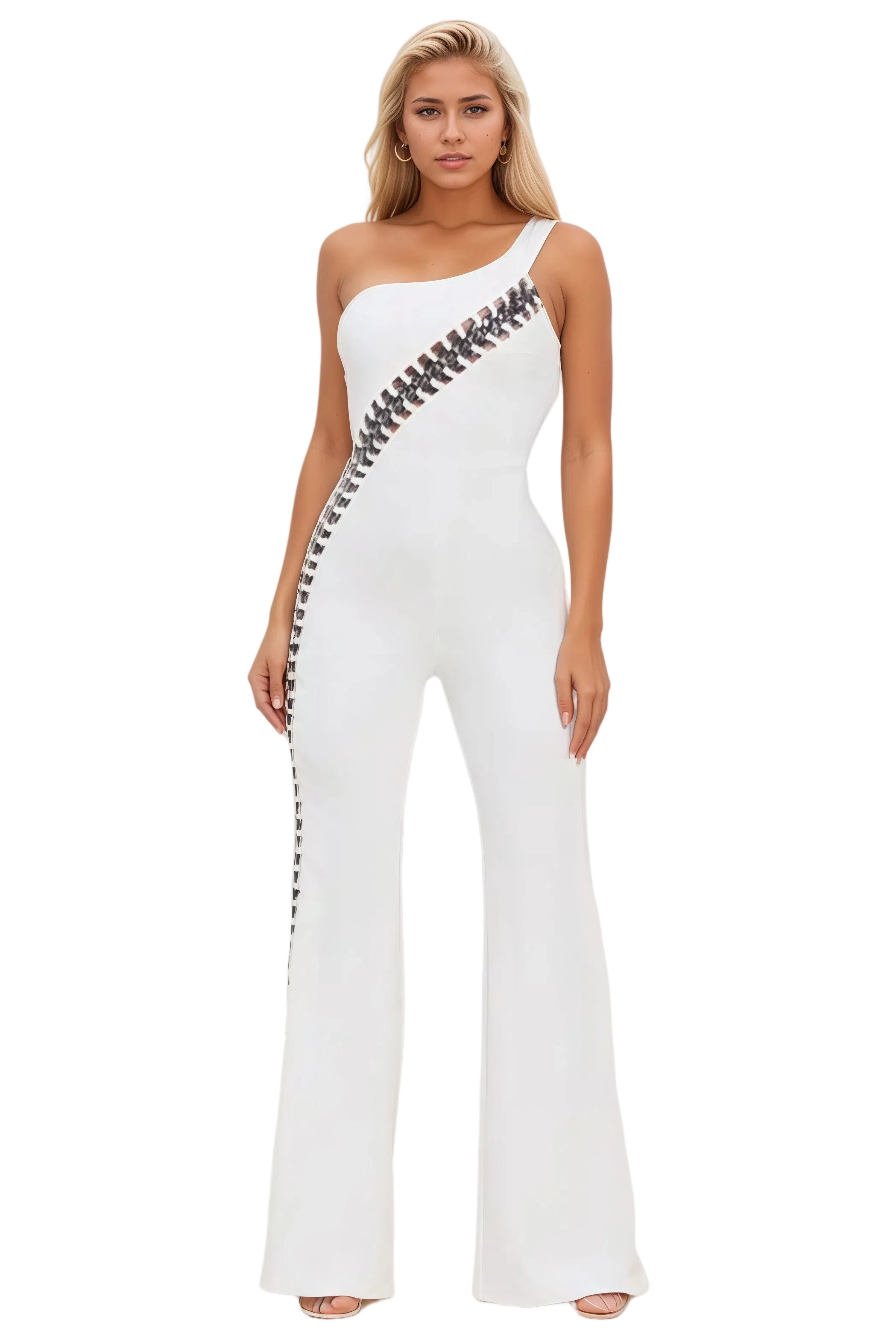 One Shoulder Chain Detail Jumpsuit