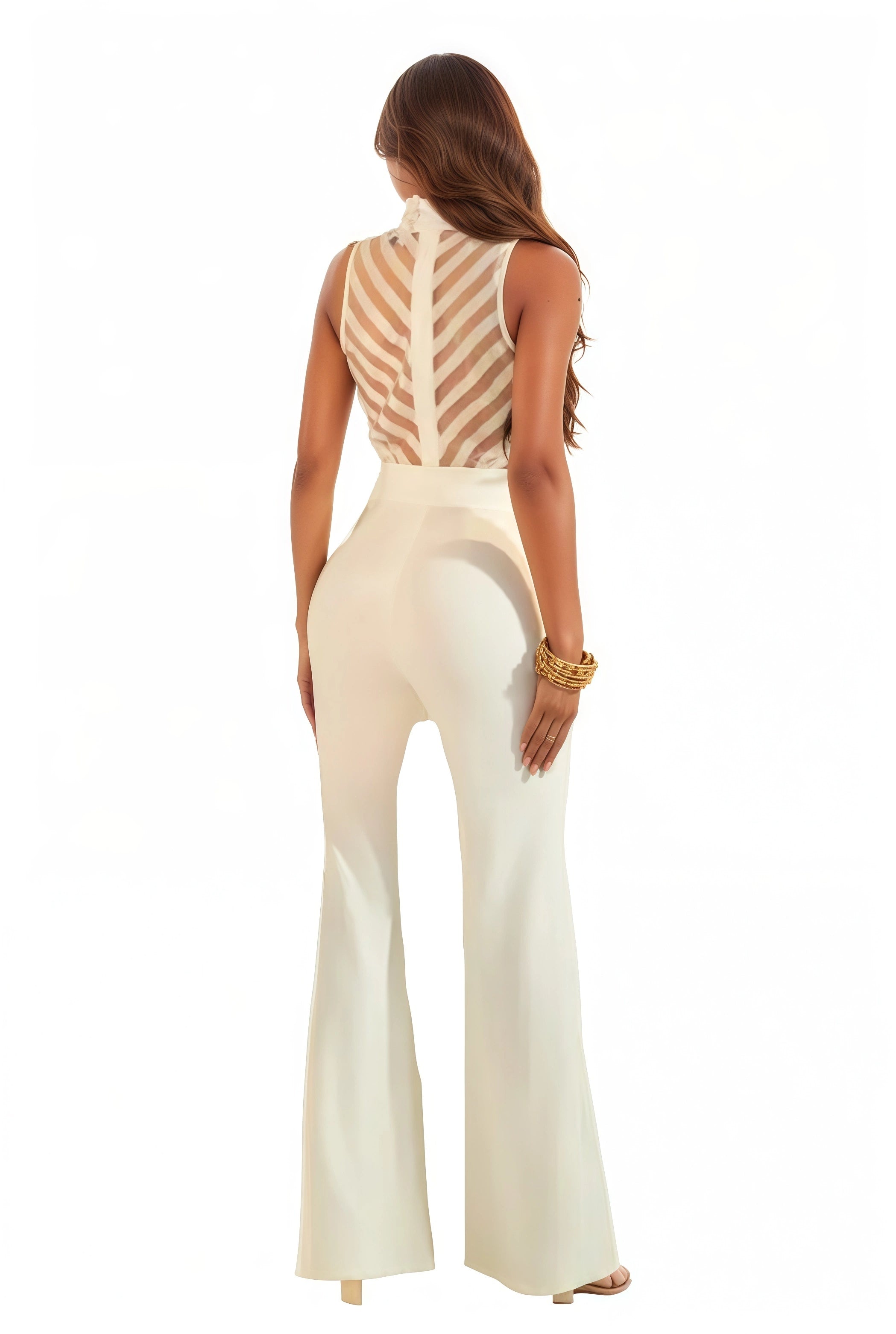 Front Exaggerated Bow Strap Attached Sleeveless Jumpsuit