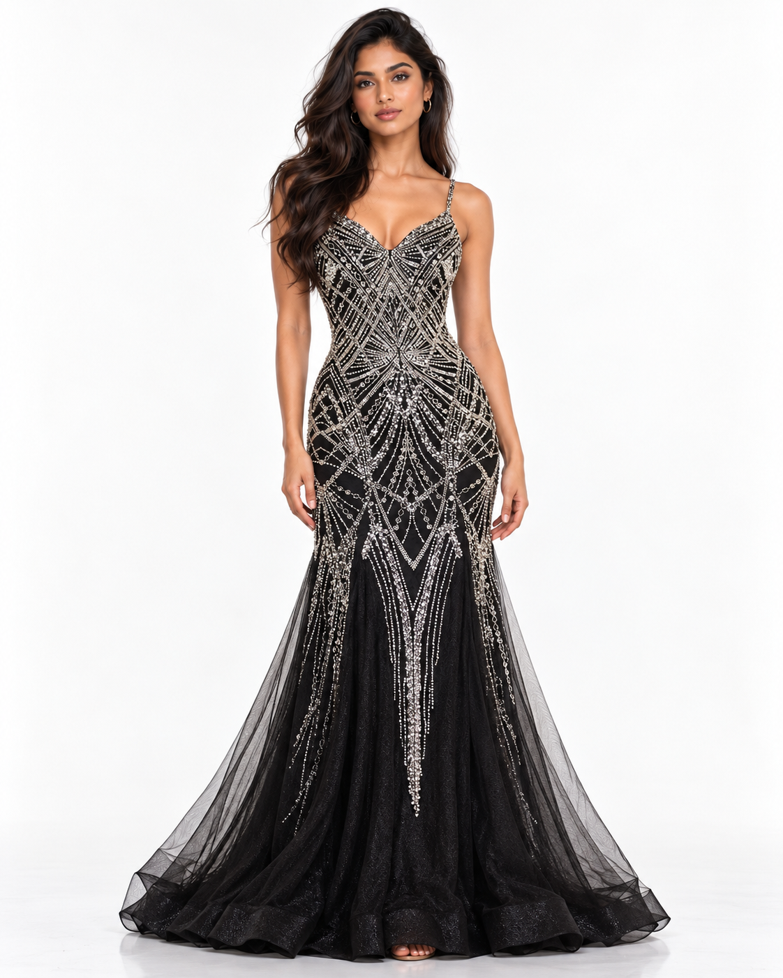 Embellished Black Mermaid Dress