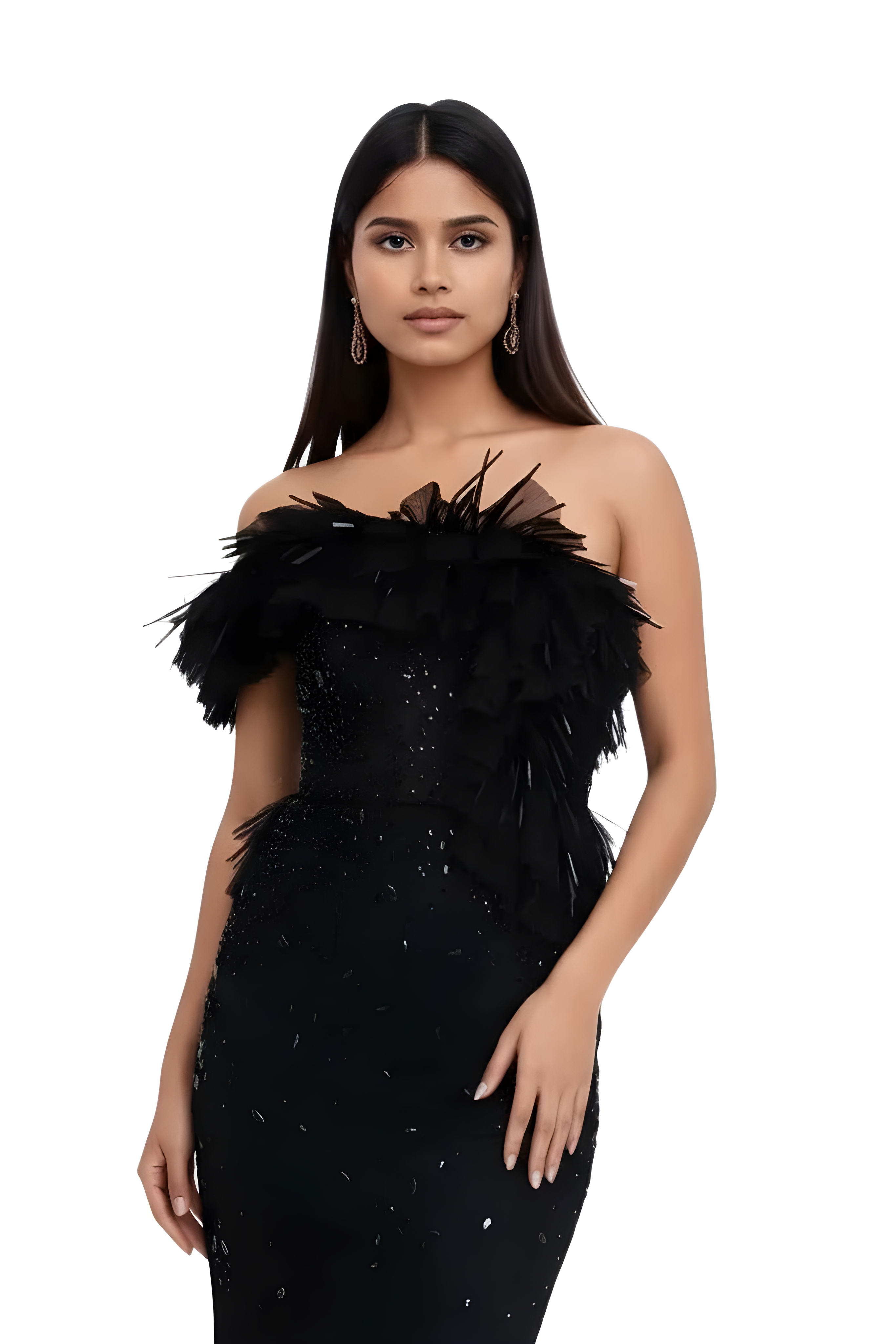 One Shoulder Maxi Tulle Mermaid Dress