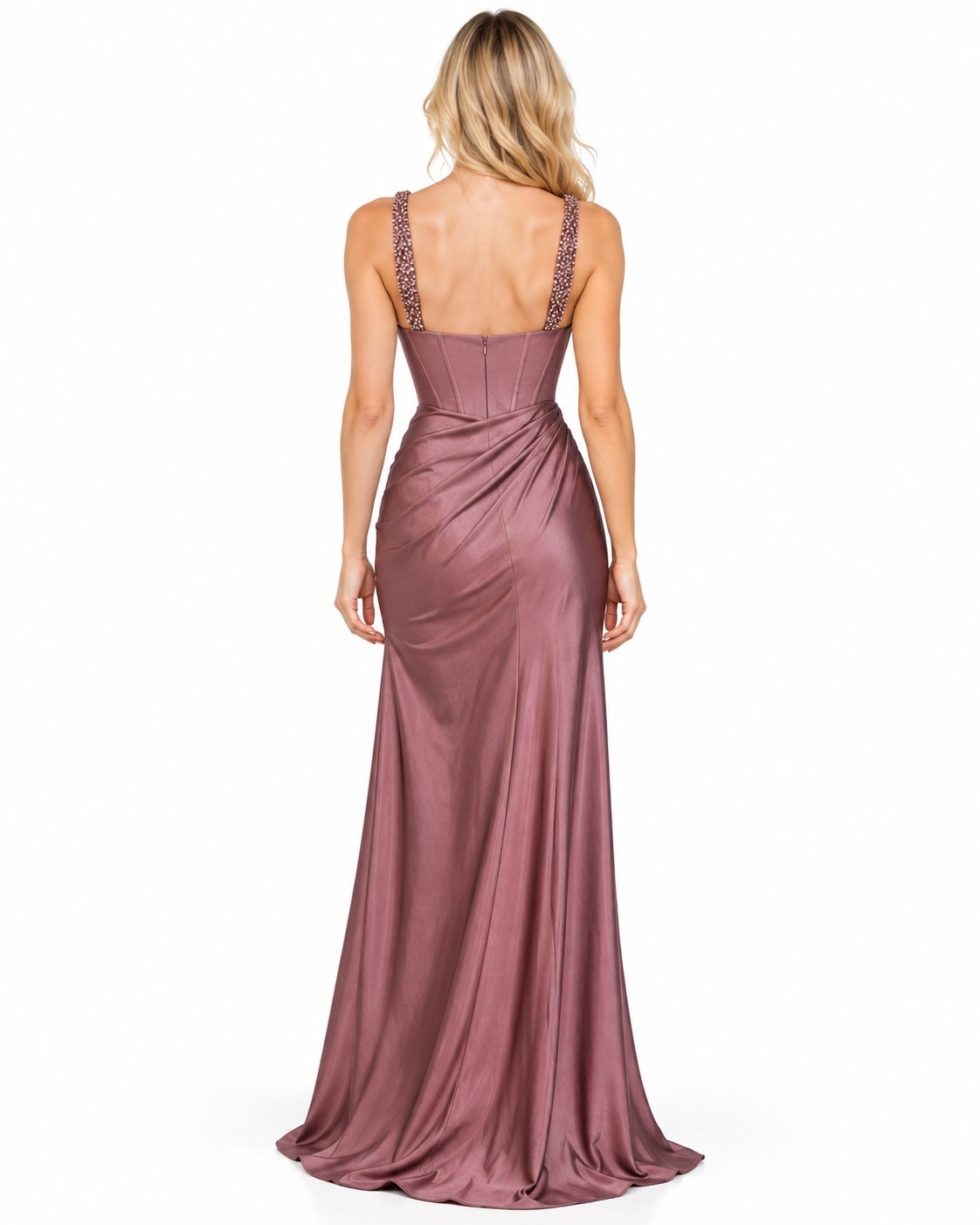 Fitted Evening Gown with Beaded Details