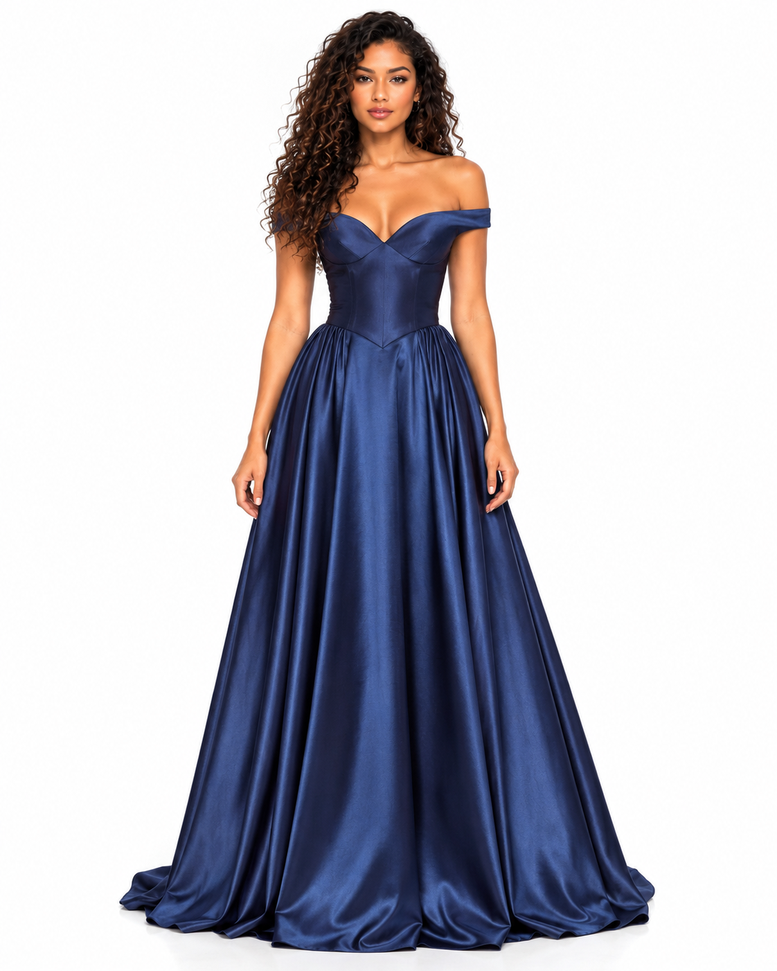 Satin Off the Shoulder Ball Gown