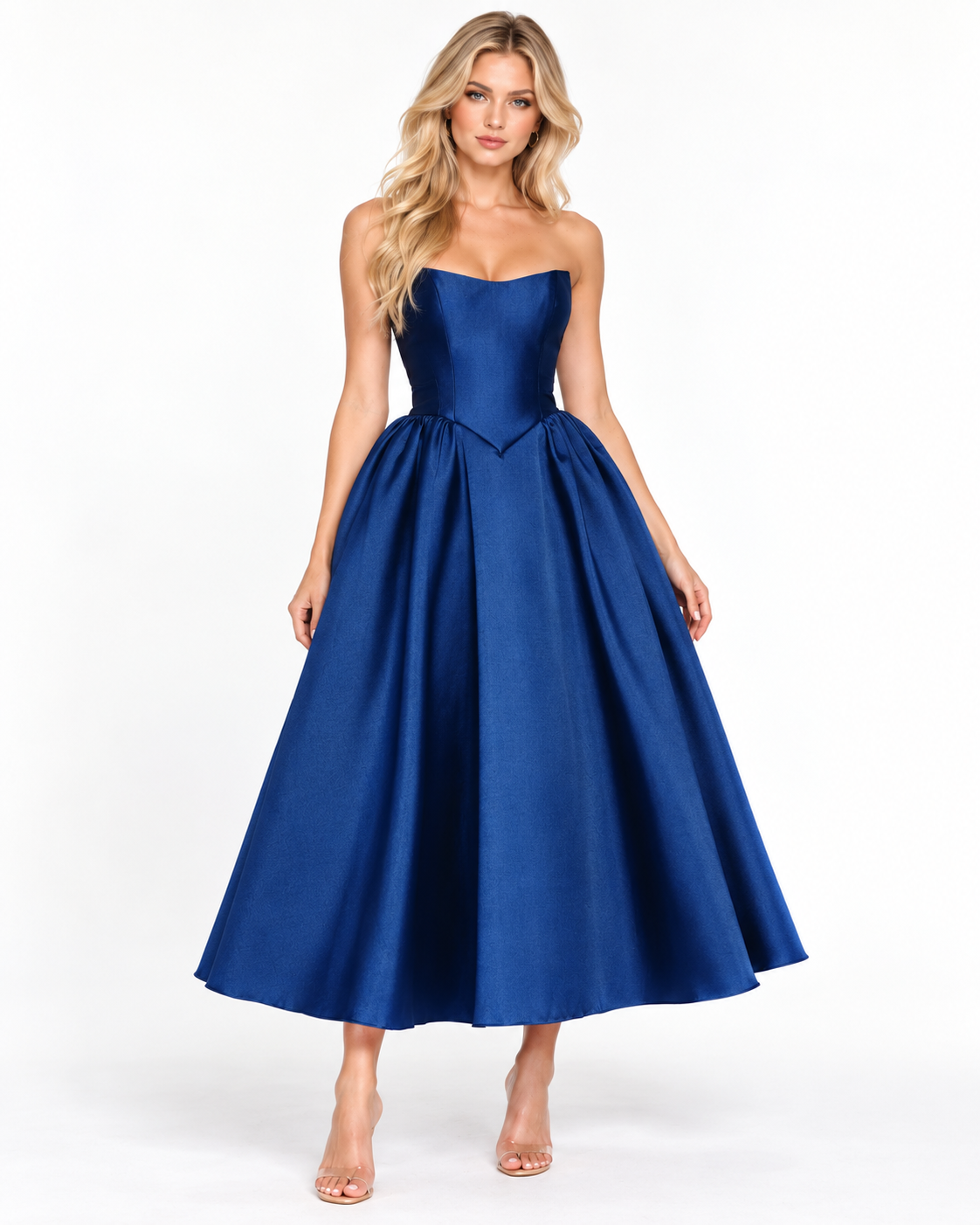 Strapless Mikado Midi Bridal Gown